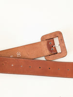 Lade das Bild in den Galerie-Viewer, Leder Gürtel 70s Statement Braun (80-110)
