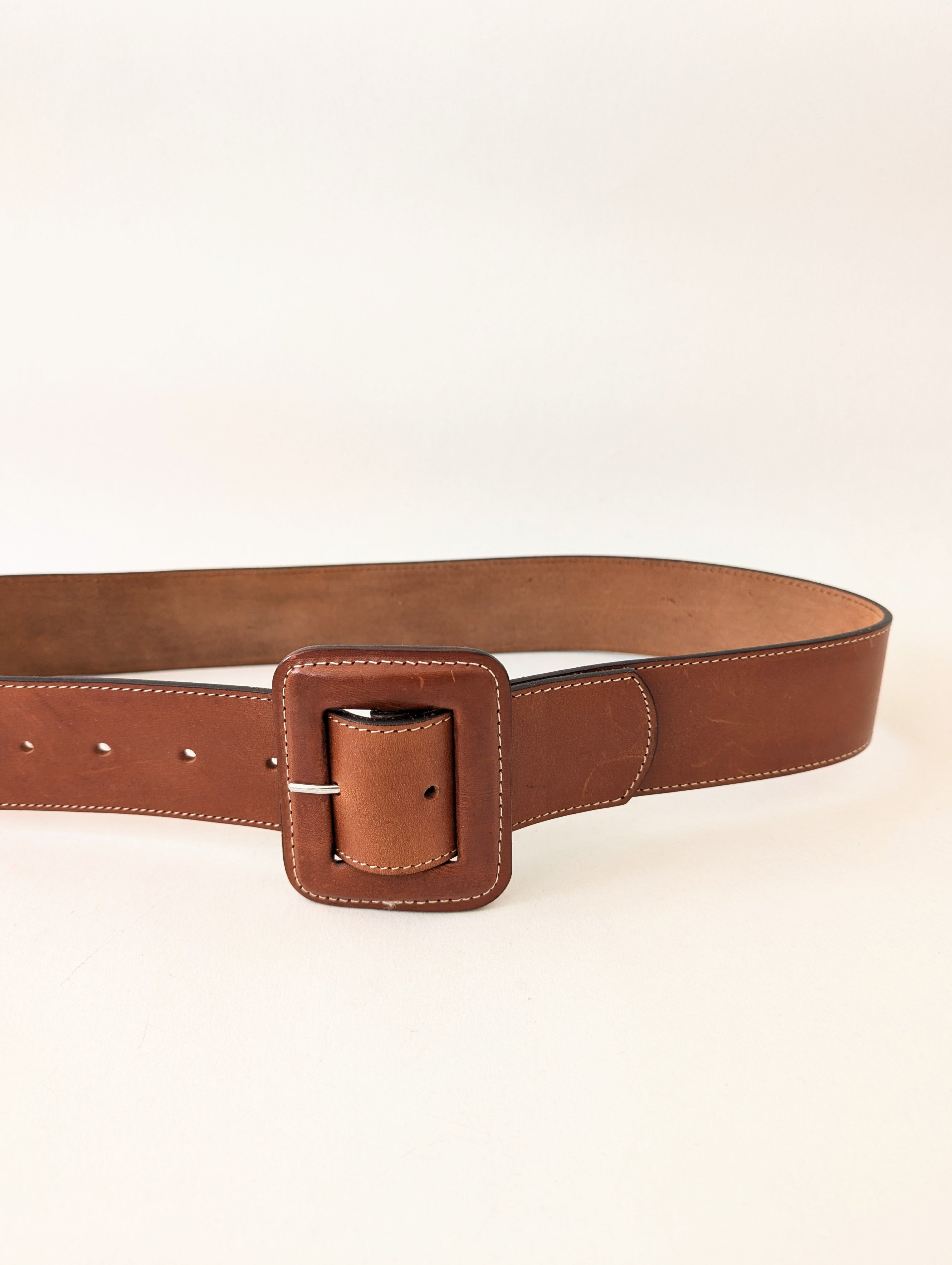 Leder Gürtel 70s Statement Braun (80-110)