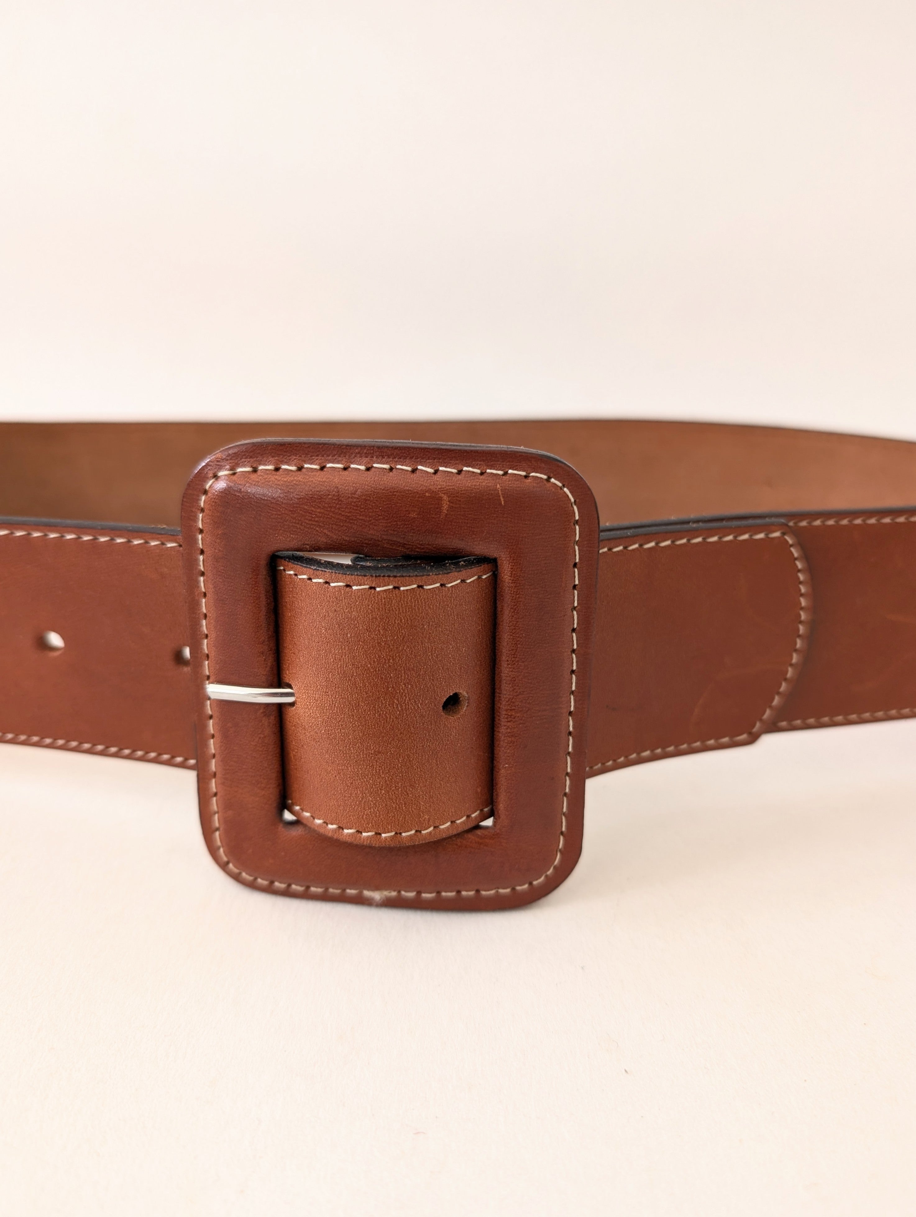 Leder Gürtel 70s Statement Braun (80-110)