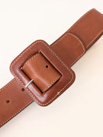 Lade das Bild in den Galerie-Viewer, Leder Gürtel 70s Statement Braun (80-110)
