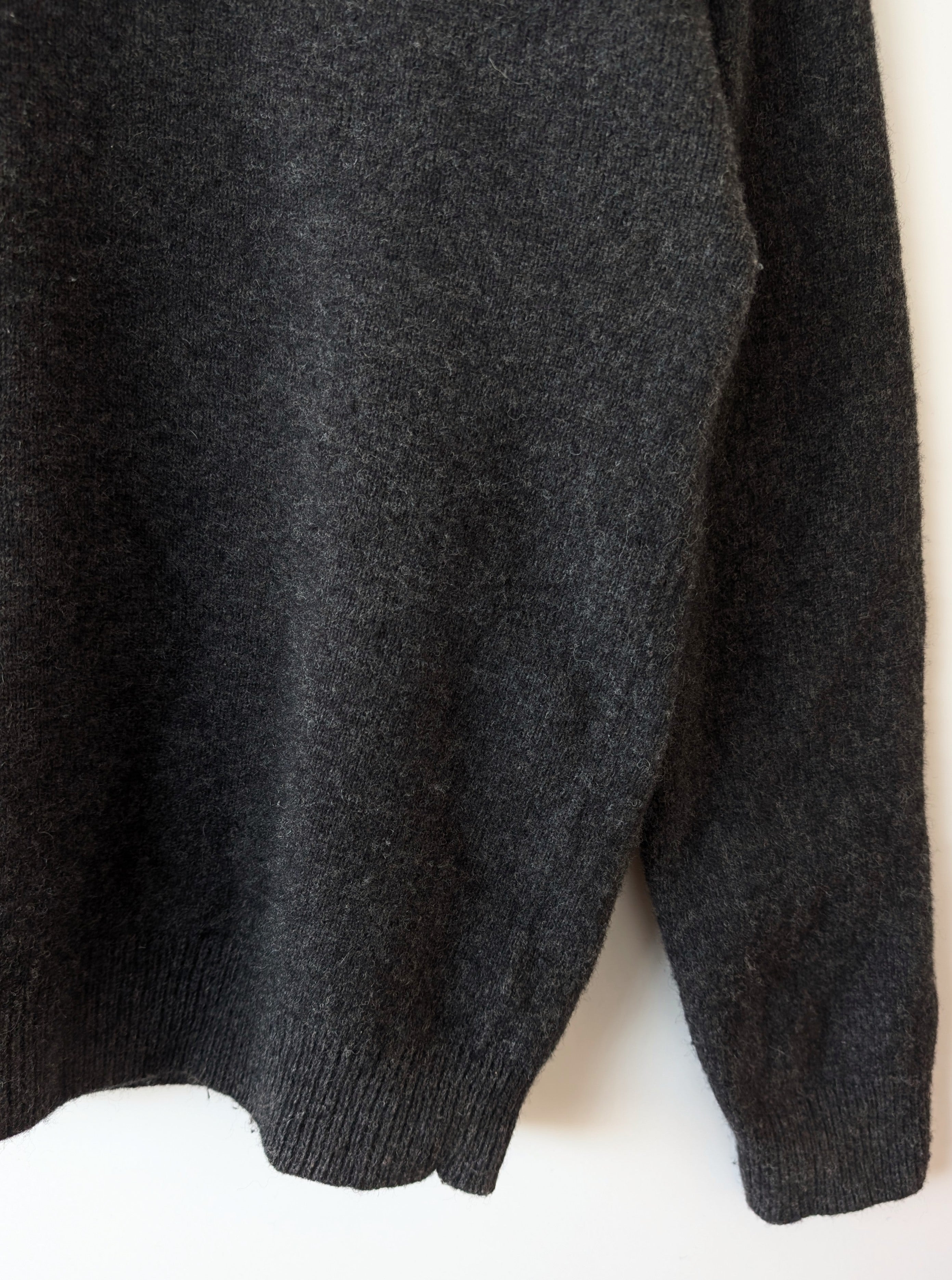 *Lammwolle* Pullover Premium Basic Dunkelgrau (S)