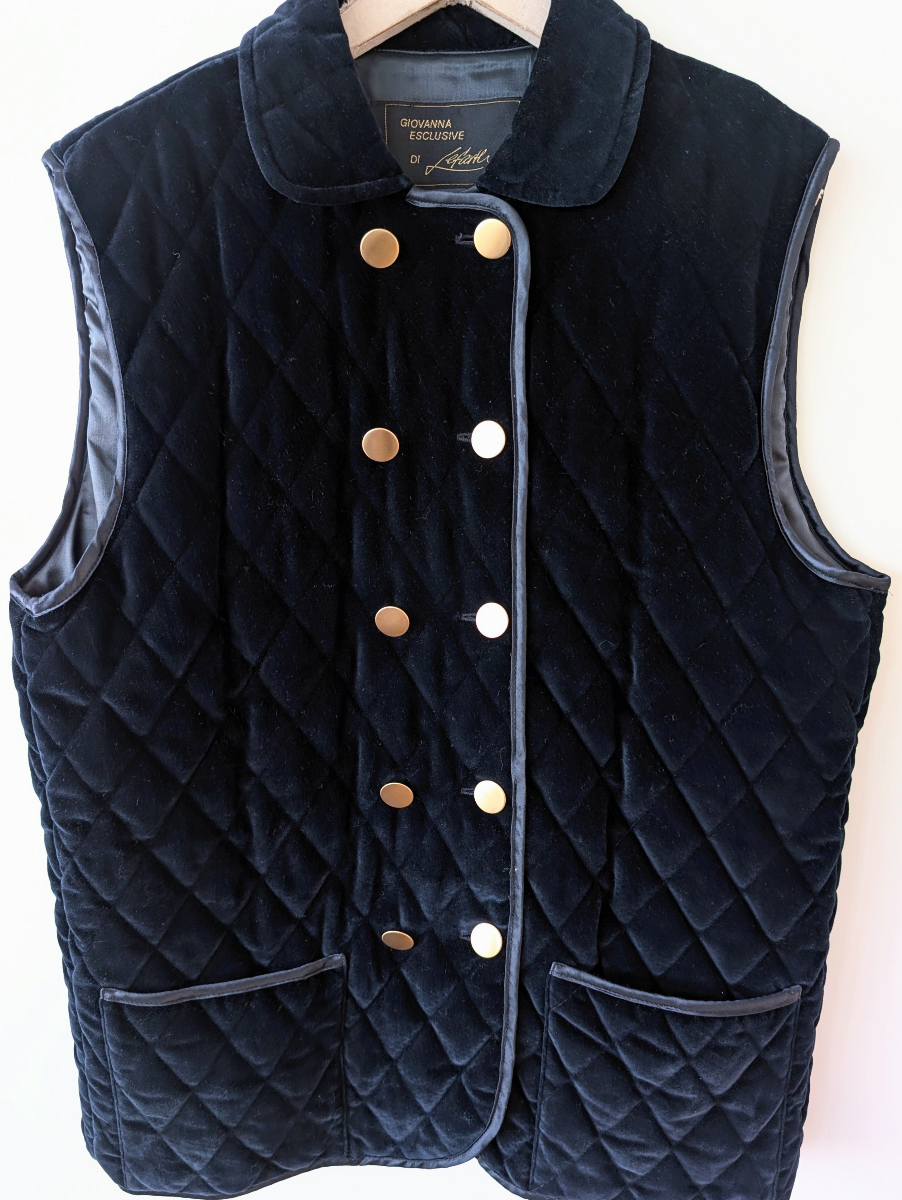 *Samt* Weste Steppung Zweireiher Marine (L)