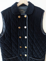 Lade das Bild in den Galerie-Viewer, *Samt* Weste Steppung Zweireiher Marine (L)
