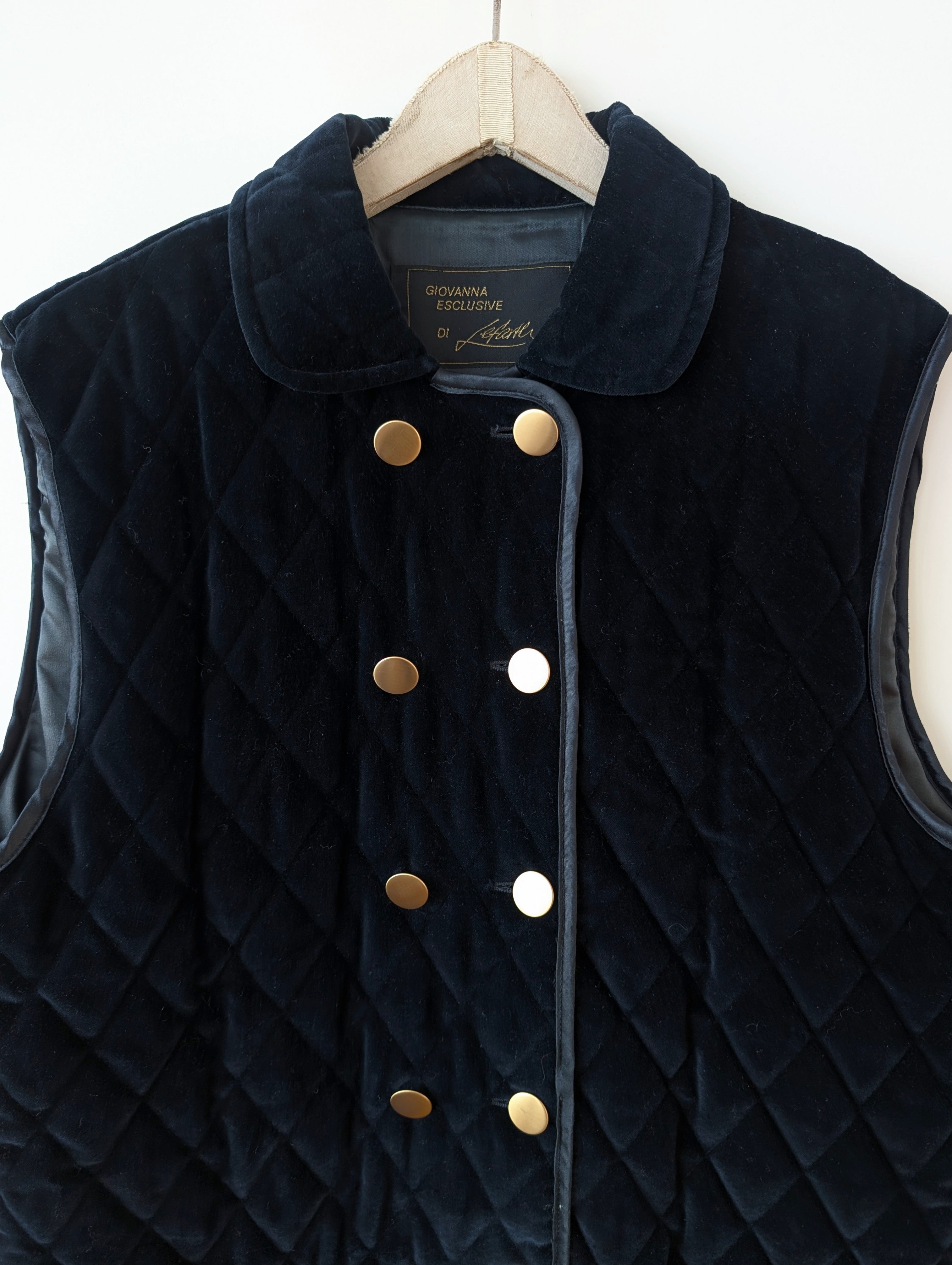 *Samt* Weste Steppung Zweireiher Marine (L)