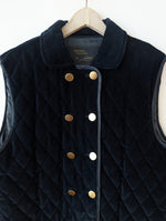 Lade das Bild in den Galerie-Viewer, *Samt* Weste Steppung Zweireiher Marine (L)

