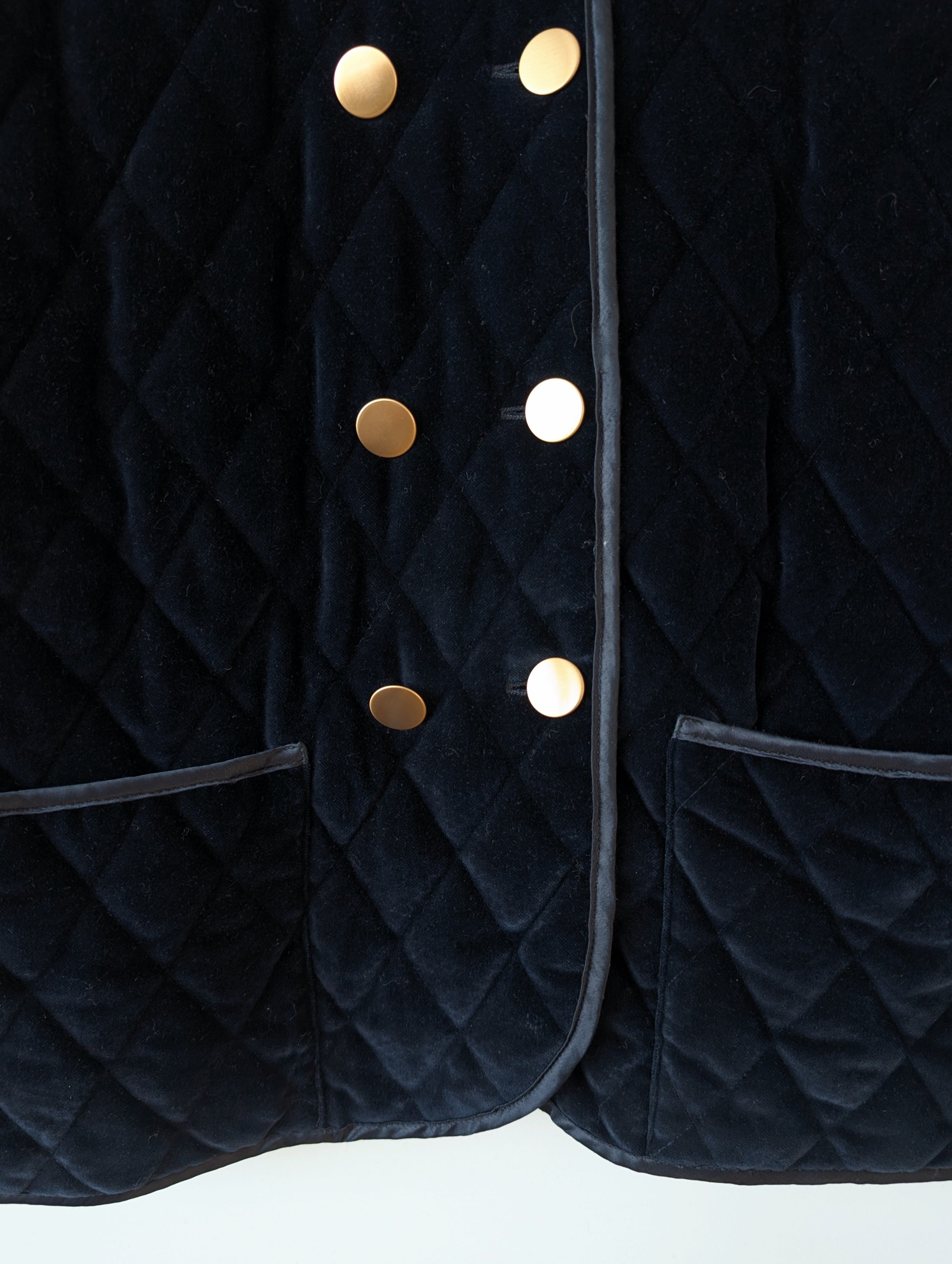 *Samt* Weste Steppung Zweireiher Marine (L)