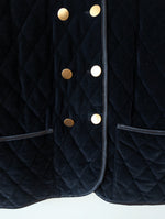 Lade das Bild in den Galerie-Viewer, *Samt* Weste Steppung Zweireiher Marine (L)
