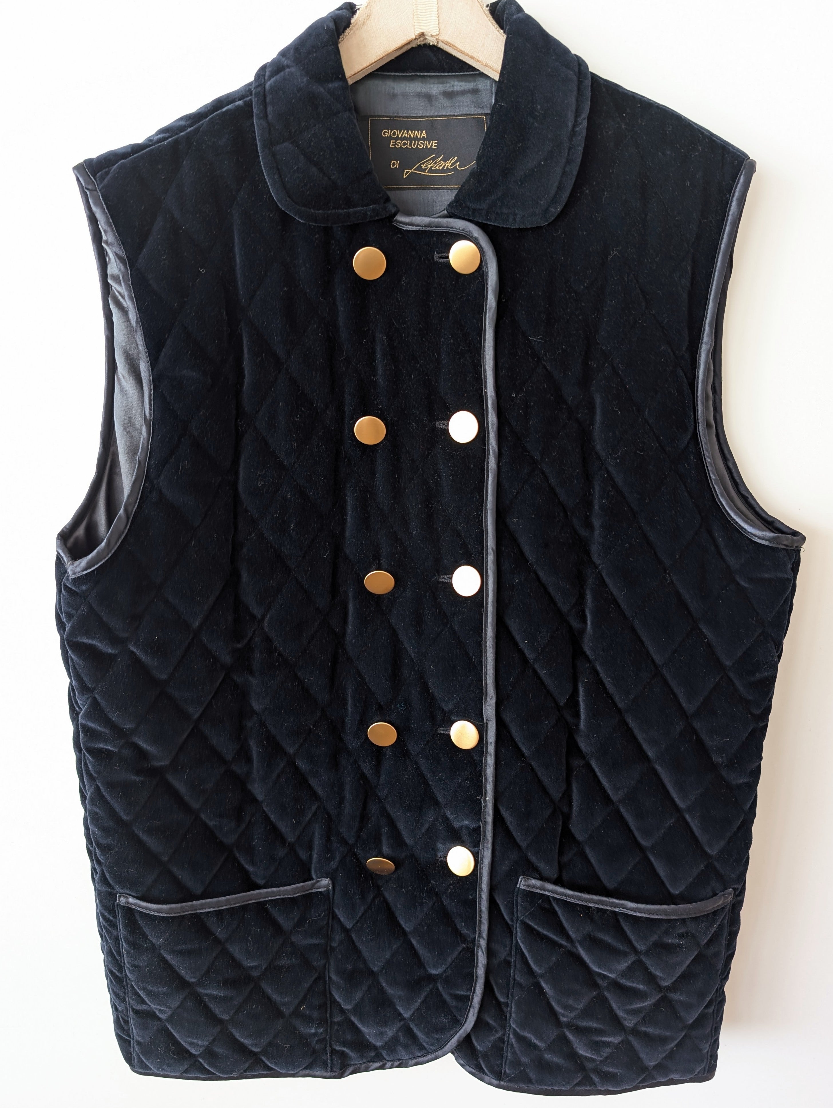 *Samt* Weste Steppung Zweireiher Marine (L)