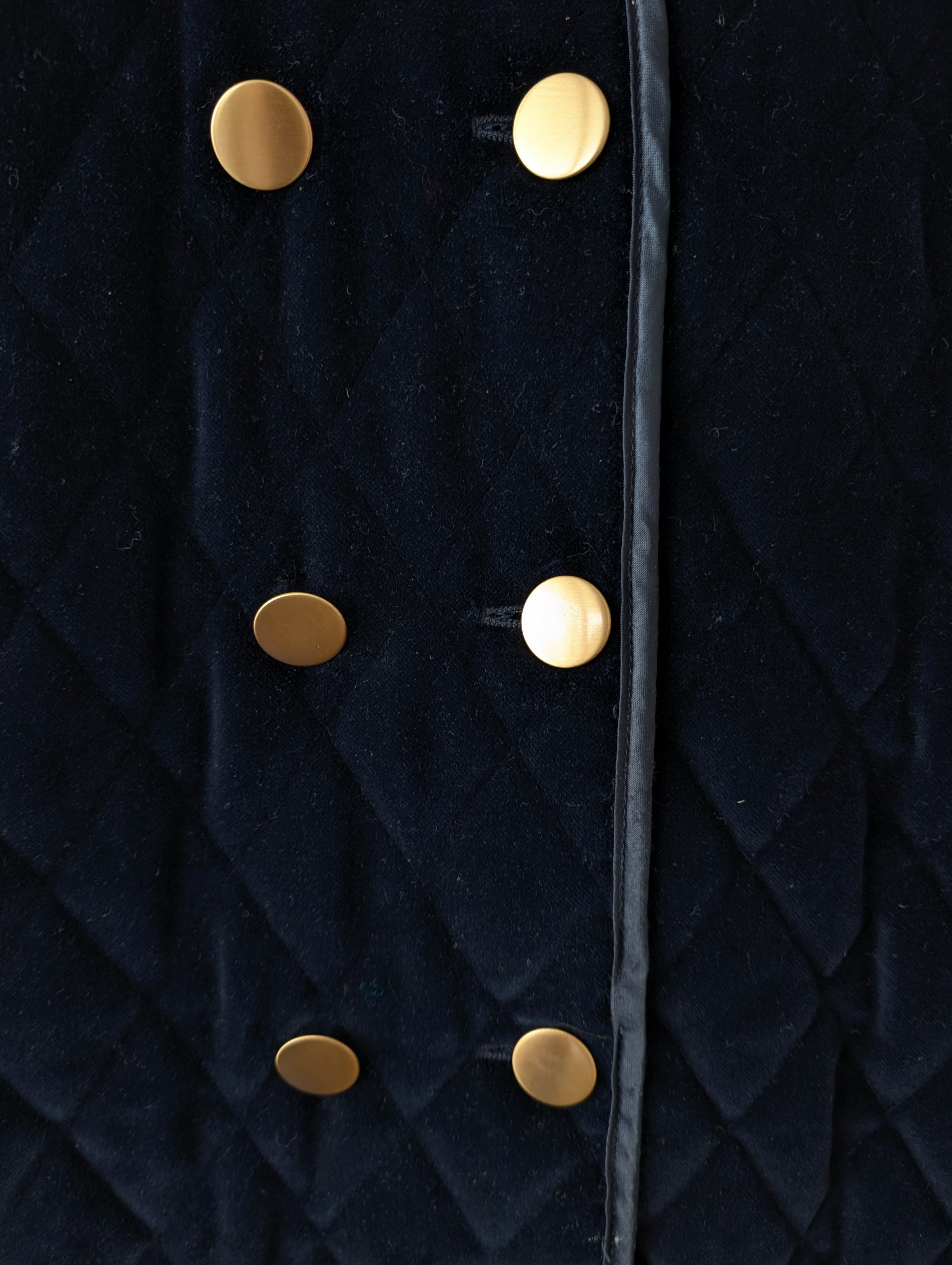 *Samt* Weste Steppung Zweireiher Marine (L)