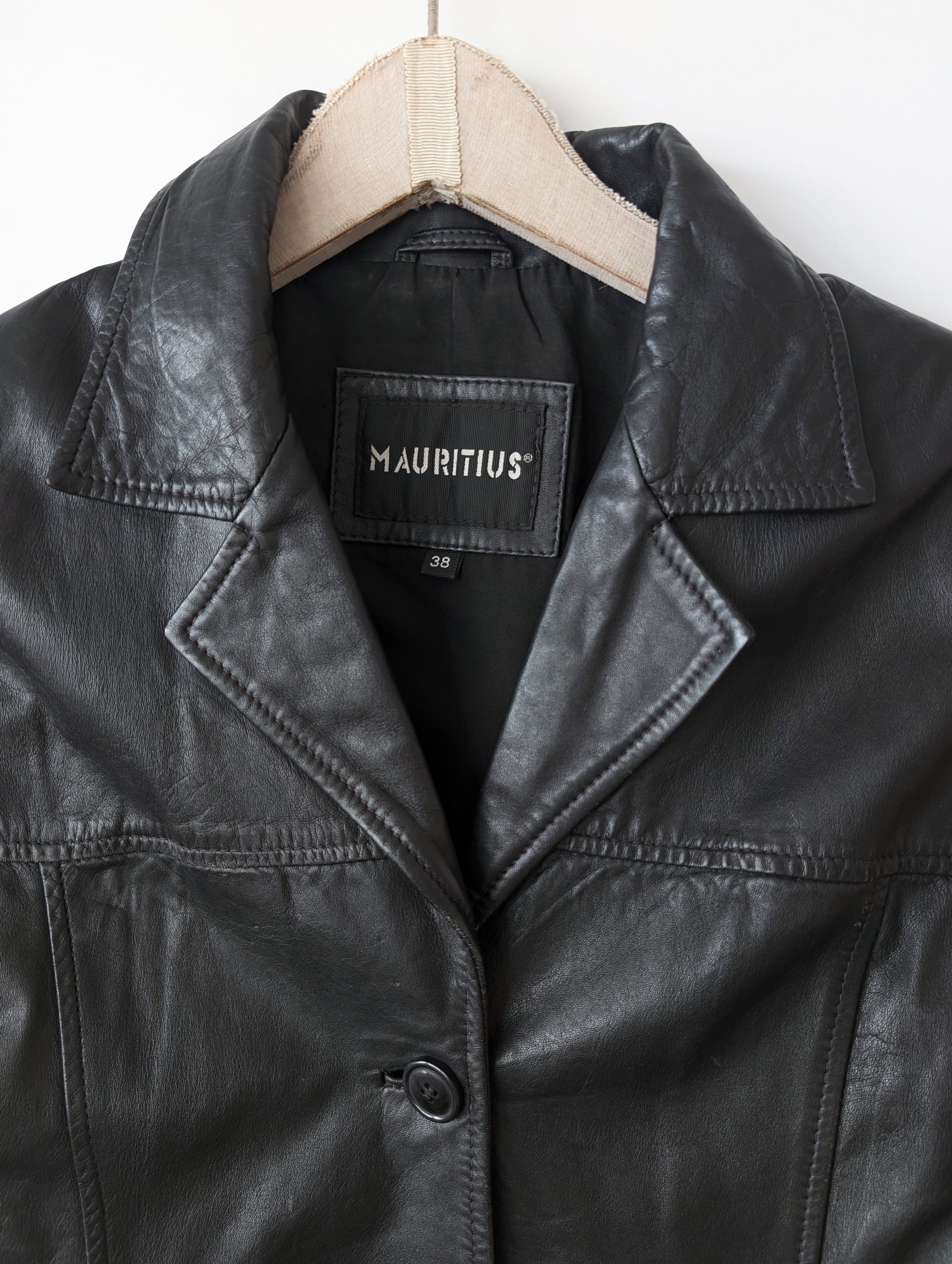 Leder Blazer 90s Klassiker Schwarz (S-M)