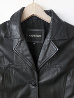 Lade das Bild in den Galerie-Viewer, Leder Blazer 90s Klassiker Schwarz (S-M)
