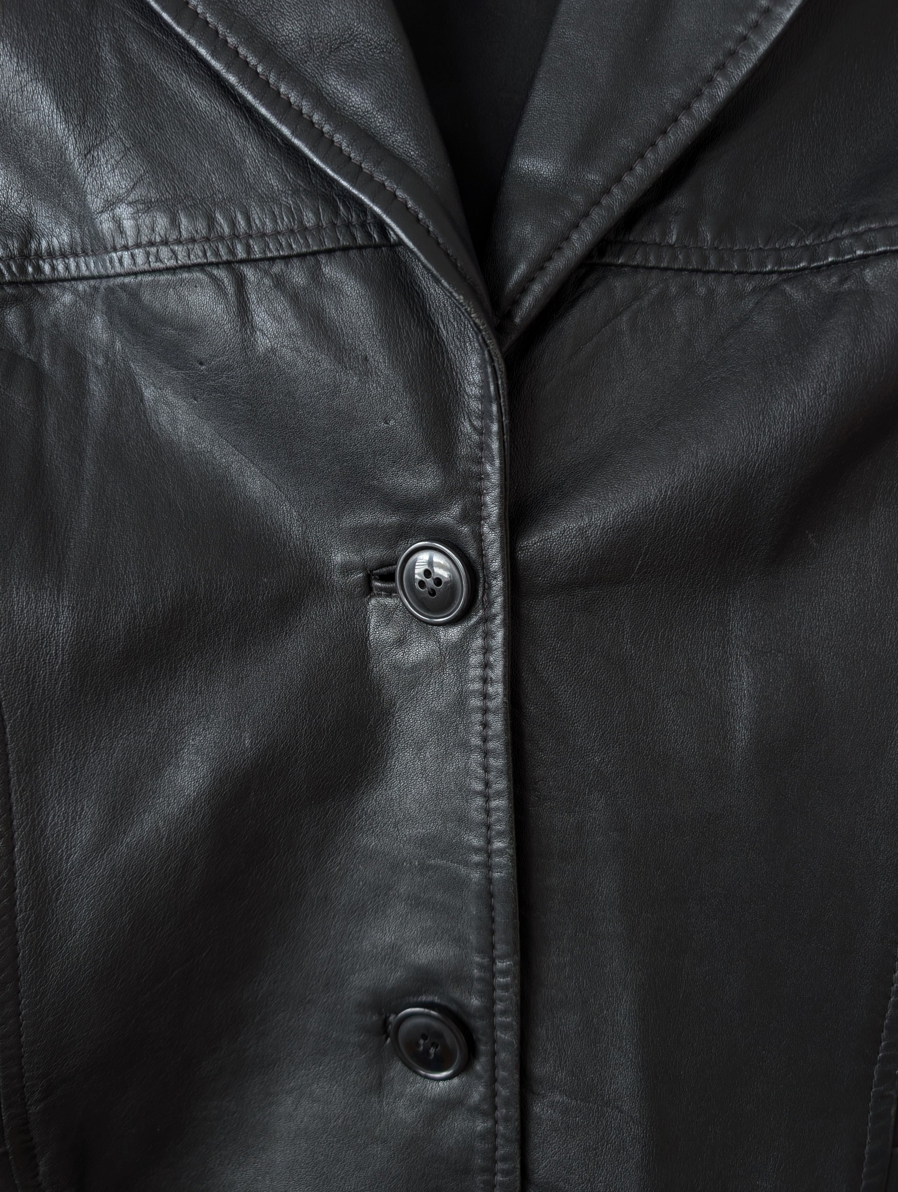 Leder Blazer 90s Klassiker Schwarz (S-M)