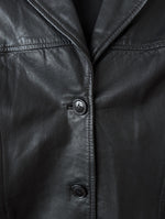 Lade das Bild in den Galerie-Viewer, Leder Blazer 90s Klassiker Schwarz (S-M)
