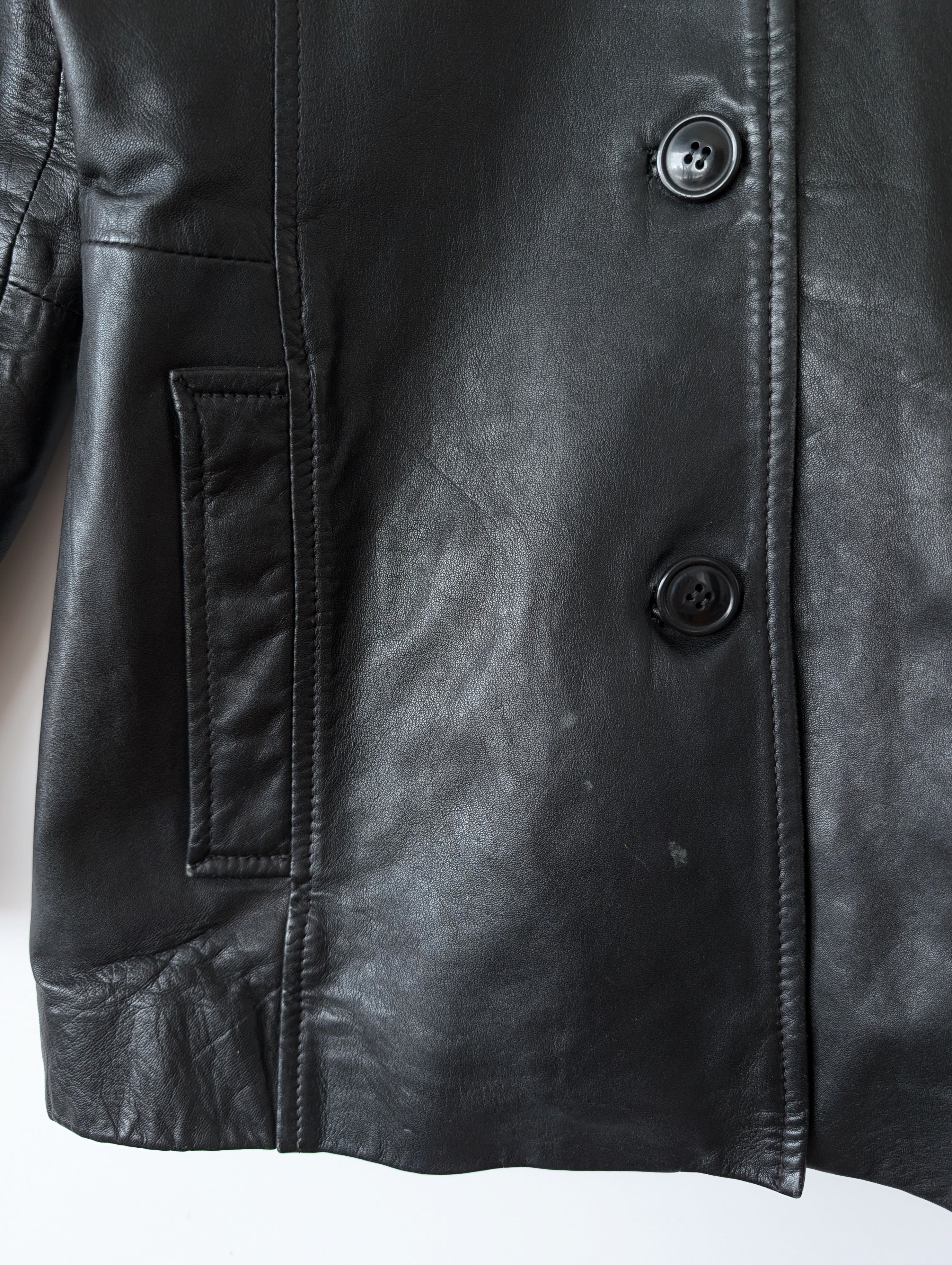 Leder Blazer 90s Klassiker Schwarz (S-M)