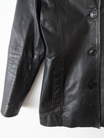 Lade das Bild in den Galerie-Viewer, Leder Blazer 90s Klassiker Schwarz (S-M)

