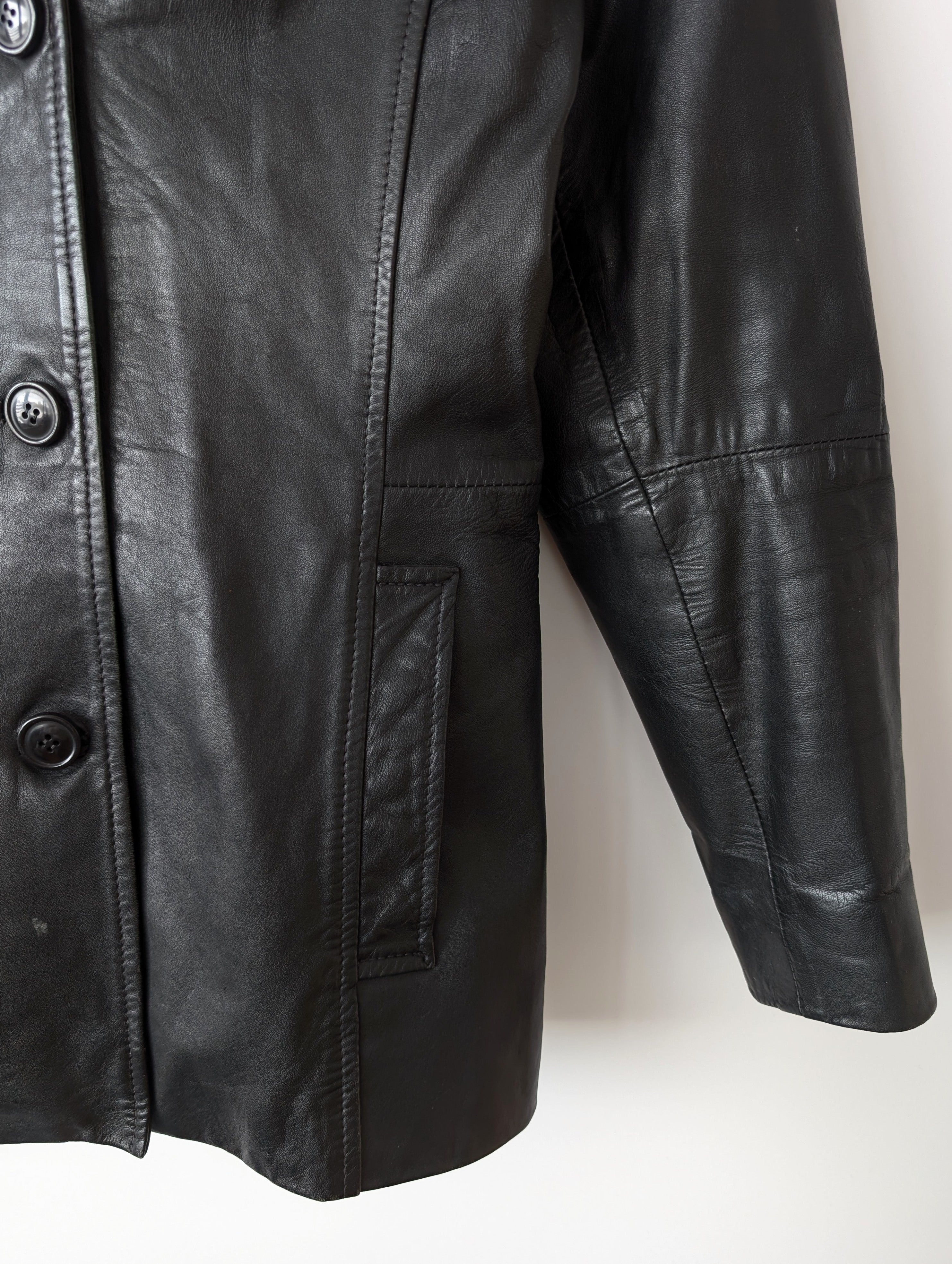 Leder Blazer 90s Klassiker Schwarz (S-M)