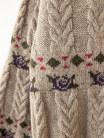 Lade das Bild in den Galerie-Viewer, *Shetland Wolle* Pullover Rollkragen Rosen Strick (L)
