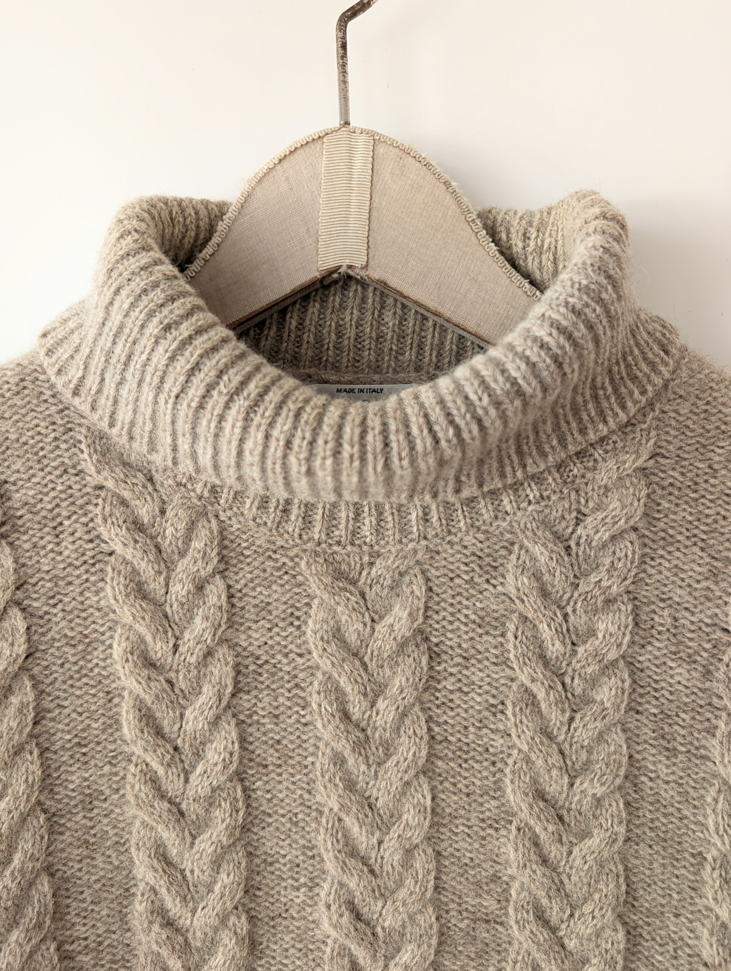 *Shetland Wolle* Pullover Rollkragen Rosen Strick (L)