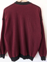 Lade das Bild in den Galerie-Viewer, *Wolle* Cardigan Basic Weinrot Schwarz (L)
