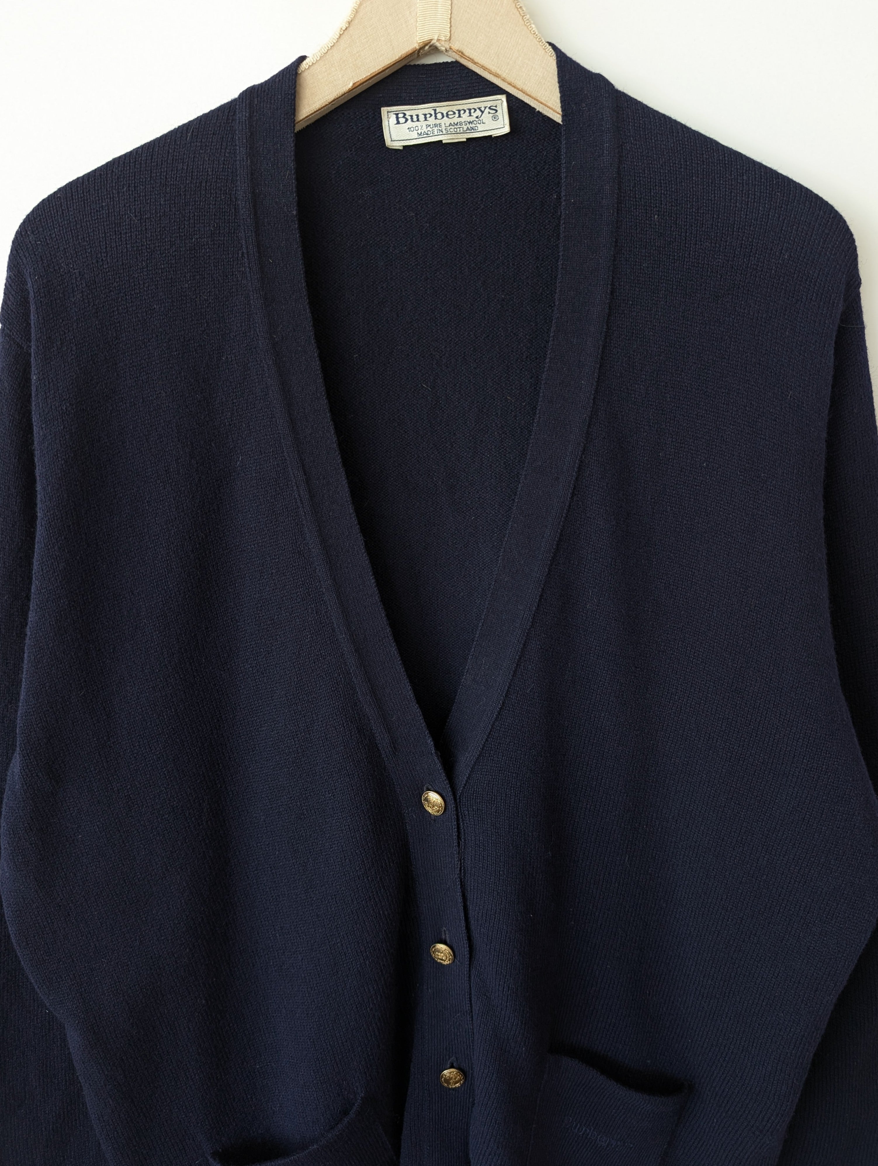 *Burberry* Cardigan Lammwolle Basic Marine (L)