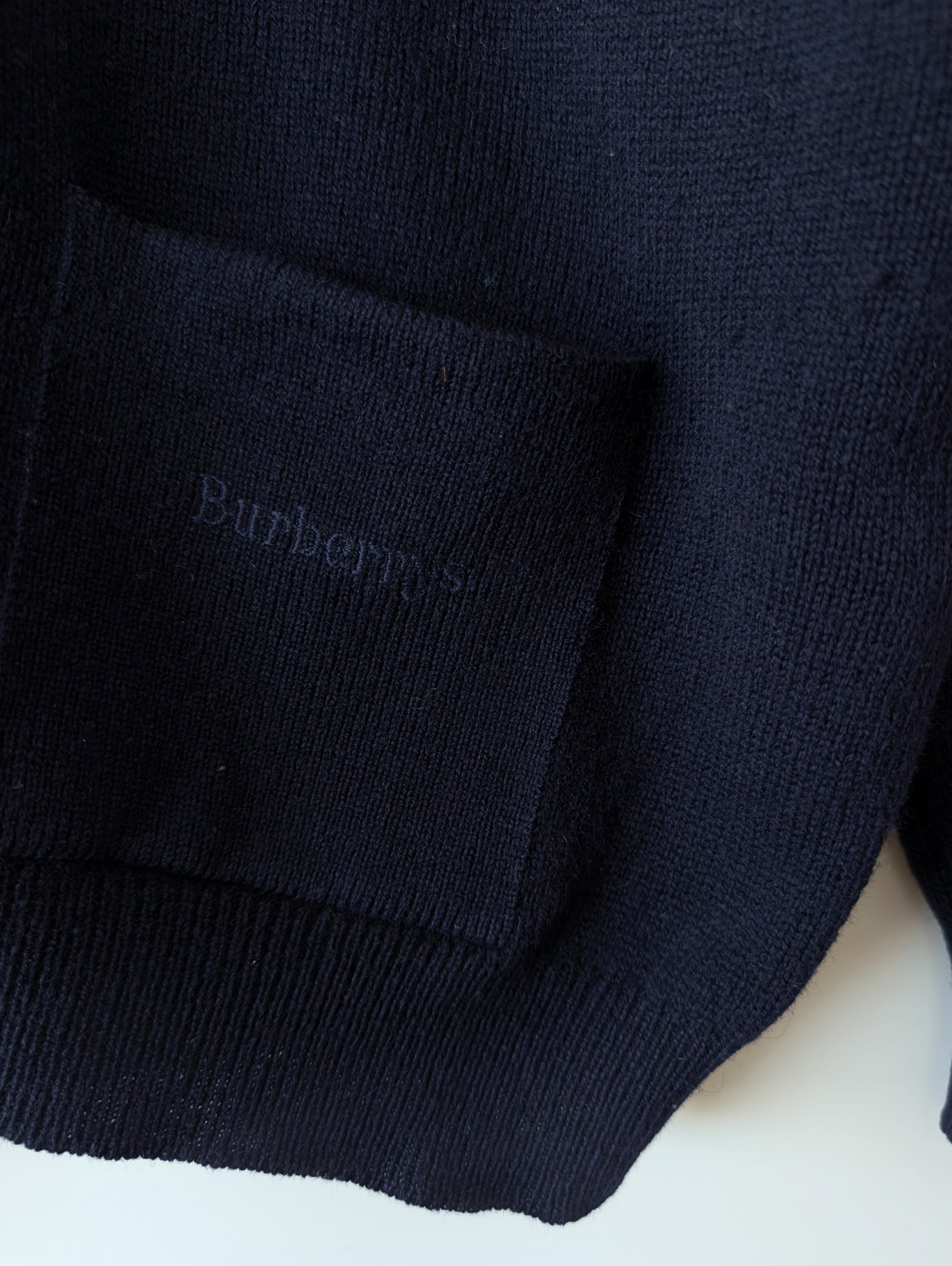 *Burberry* Cardigan Lammwolle Basic Marine (L)