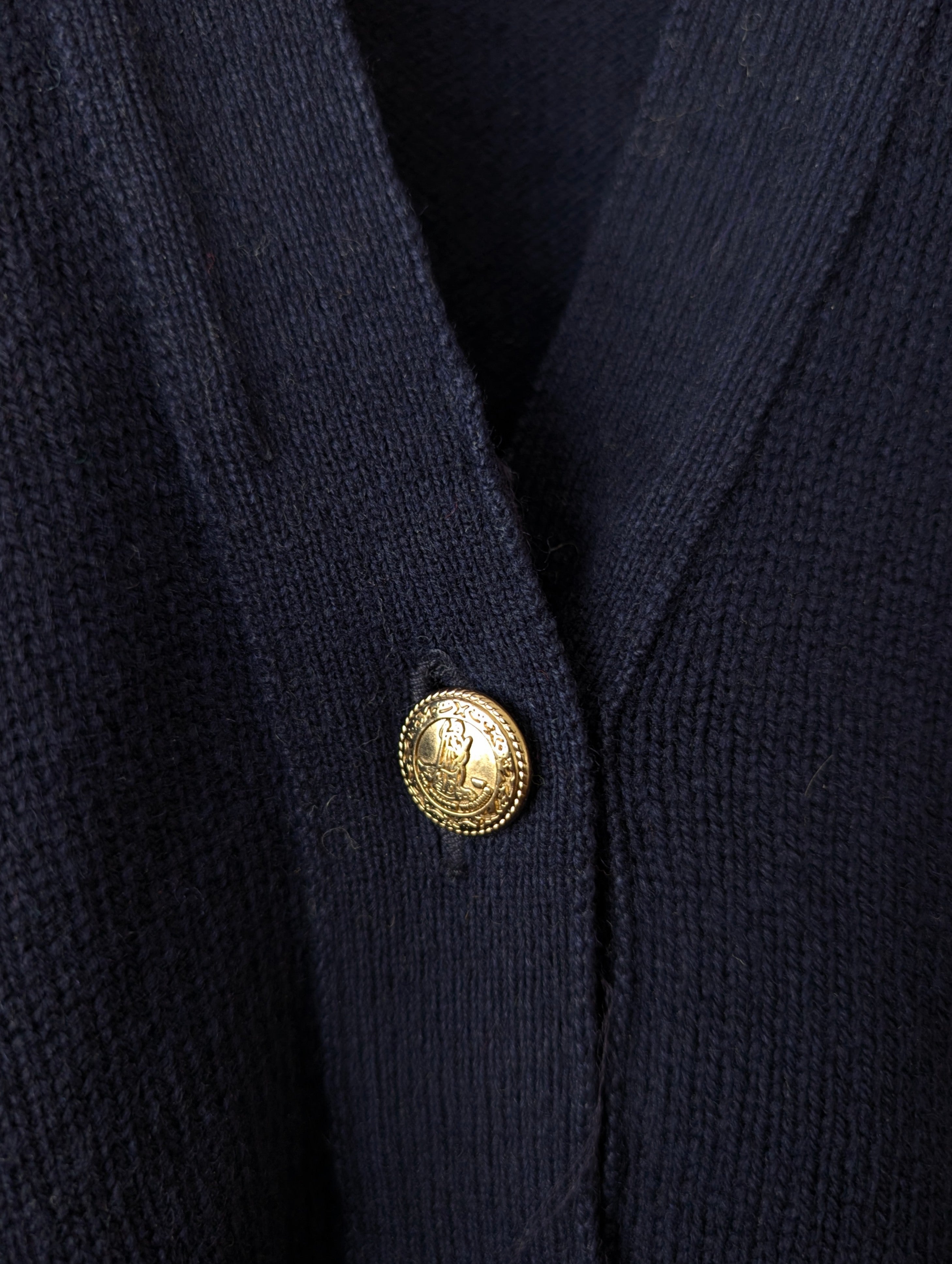 *Burberry* Cardigan Lammwolle Basic Marine (L)