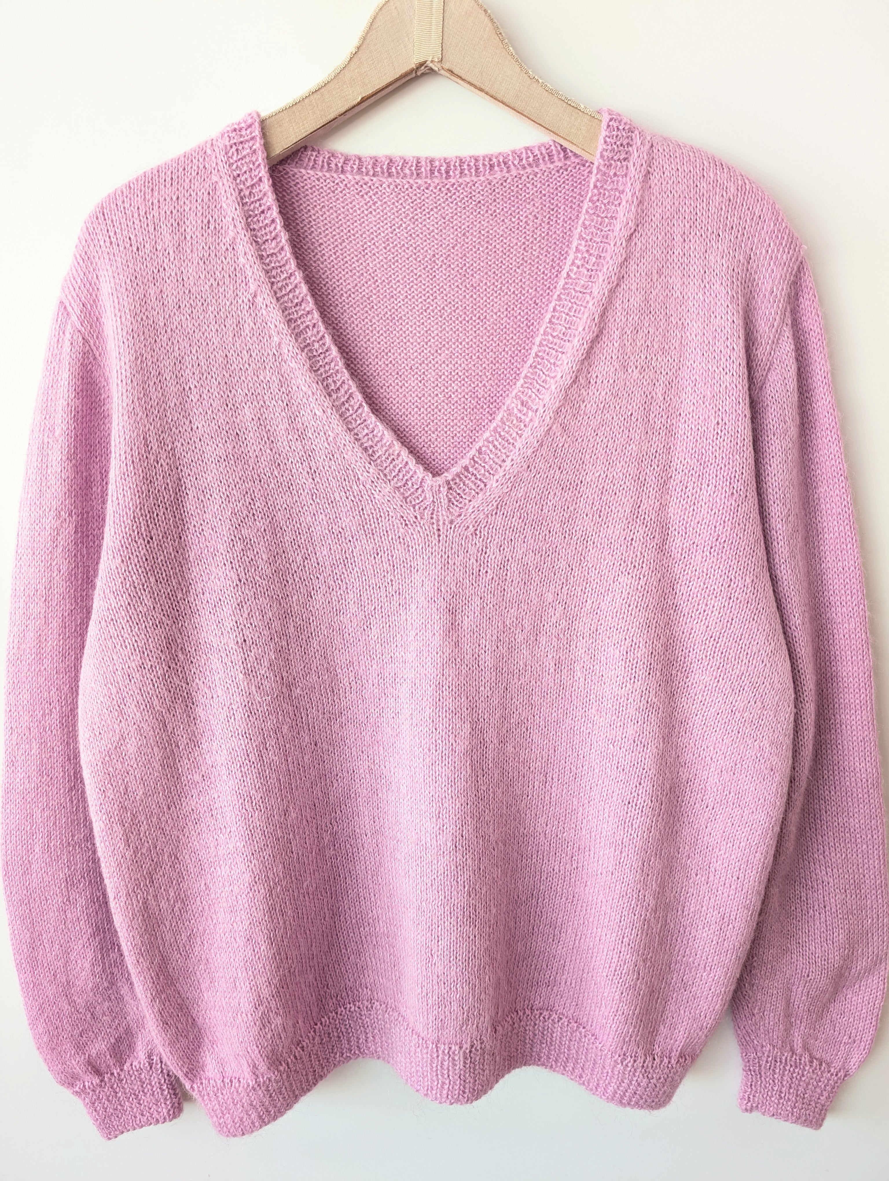 *Handmade* Pullover Wolle Flieder Basic (XL)