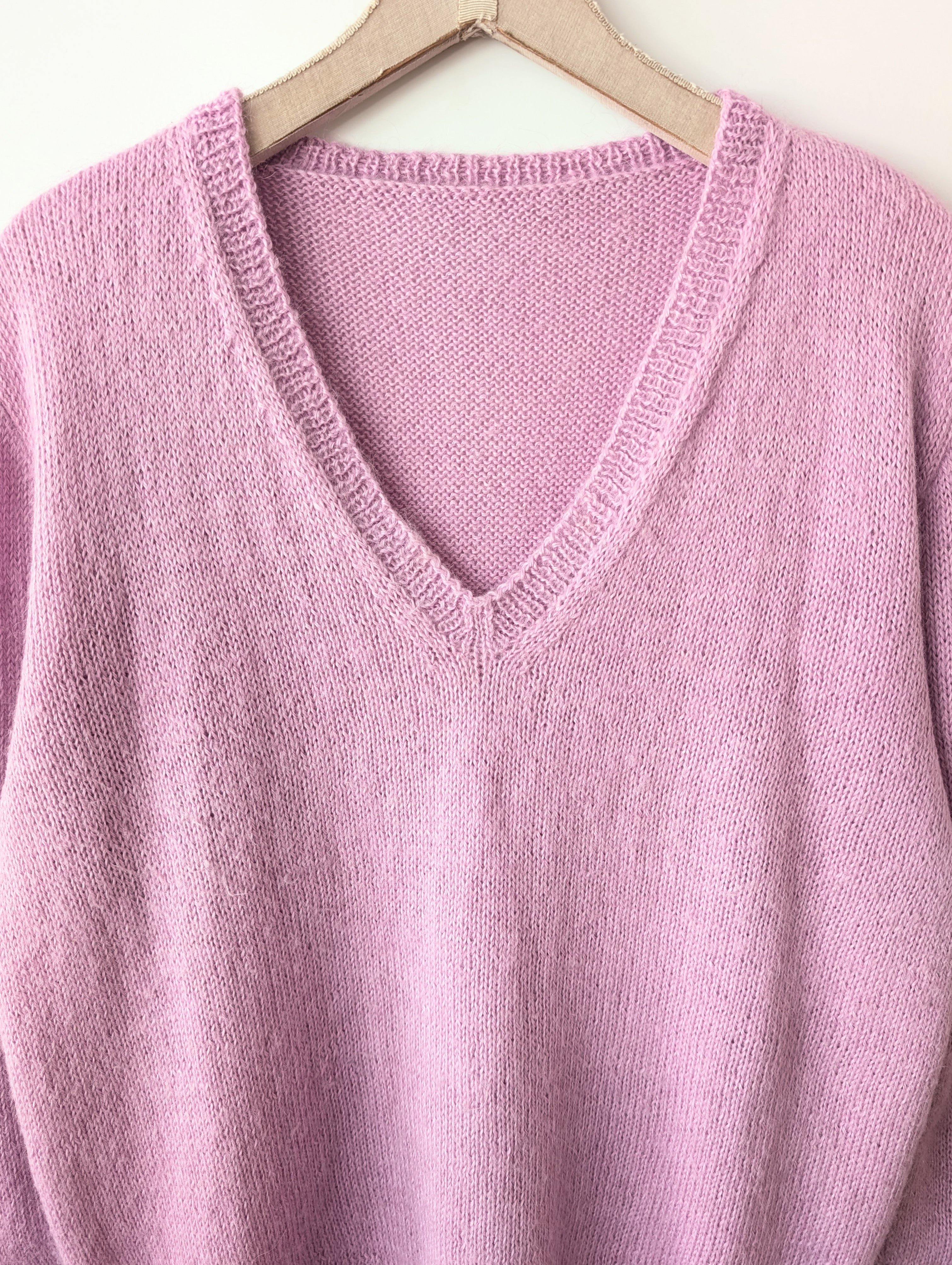 *Handmade* Pullover Wolle Flieder Basic (XL)