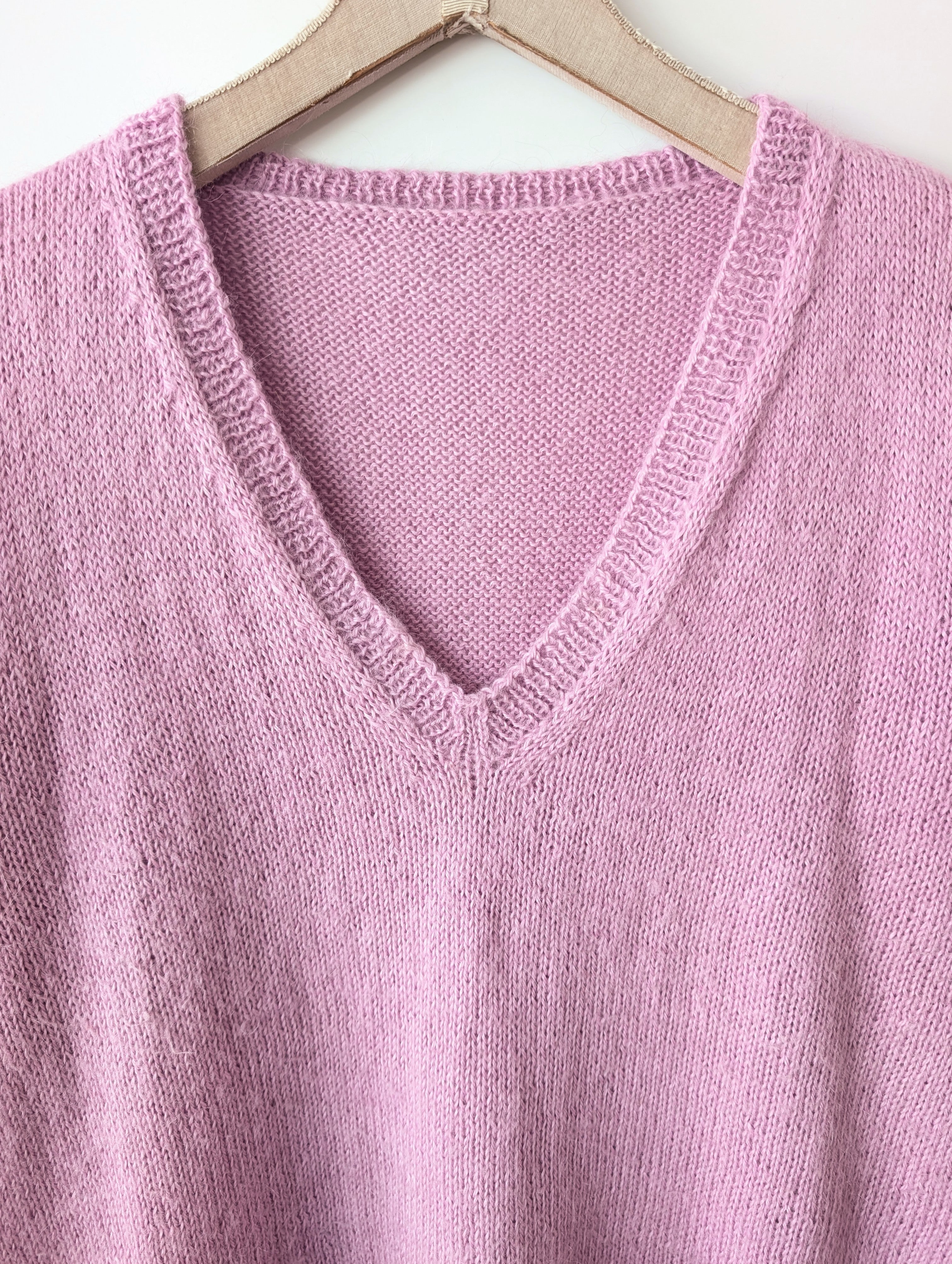 *Handmade* Pullover Wolle Flieder Basic (XL)