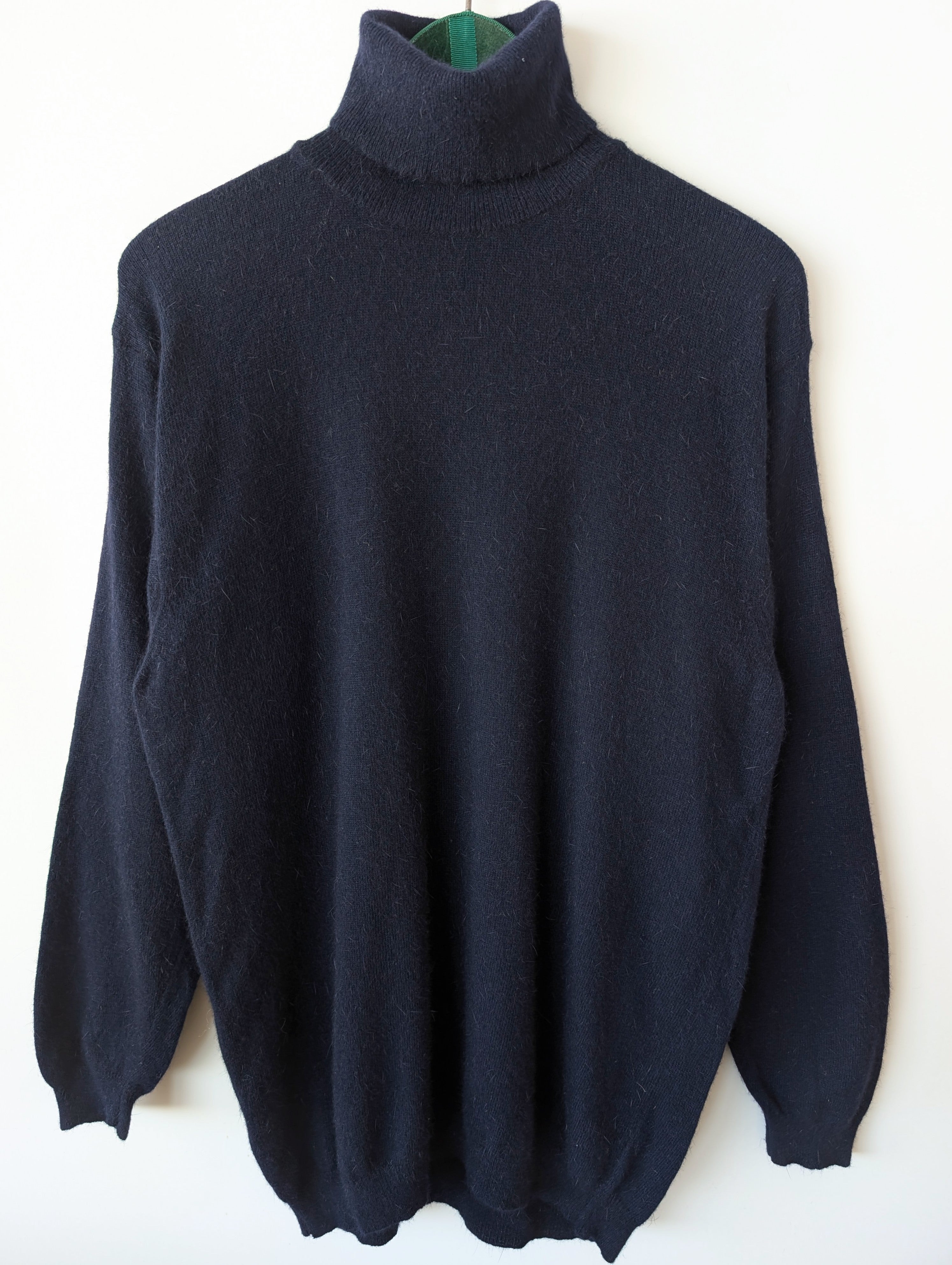 *Angora & Lammwolle* Pullover Rollkragen Marineblau (L)