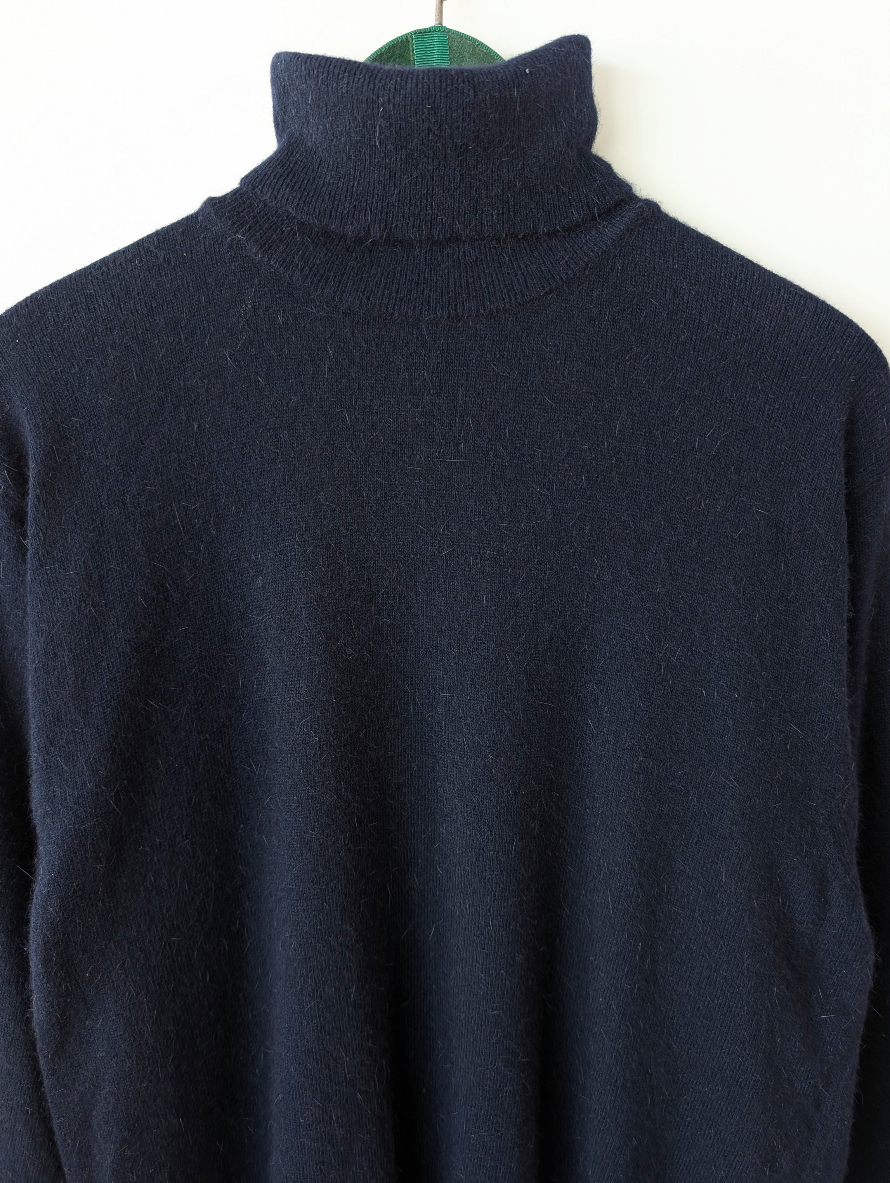 *Angora & Lammwolle* Pullover Rollkragen Marineblau (L)
