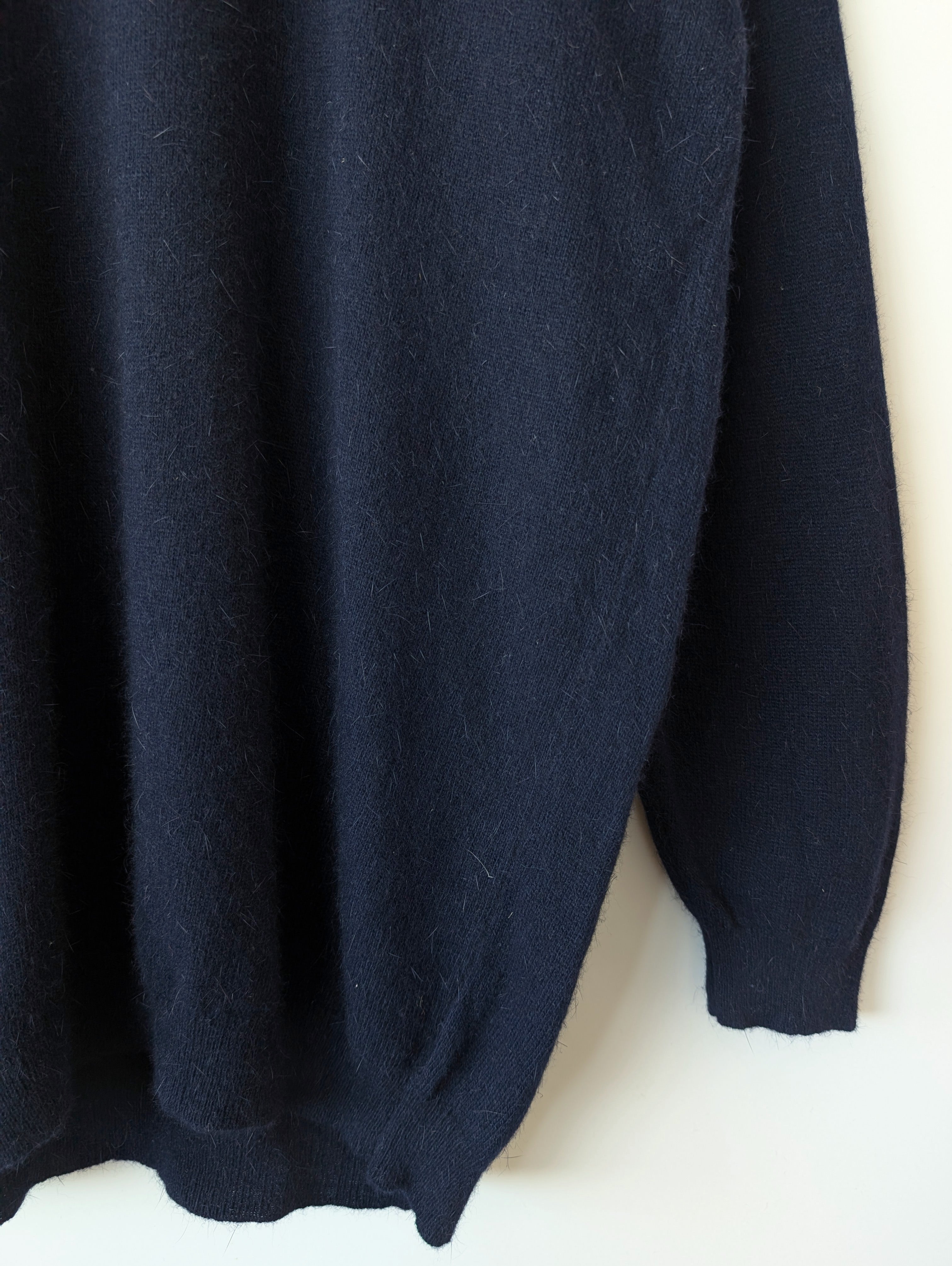 *Angora & Lammwolle* Pullover Rollkragen Marineblau (L)