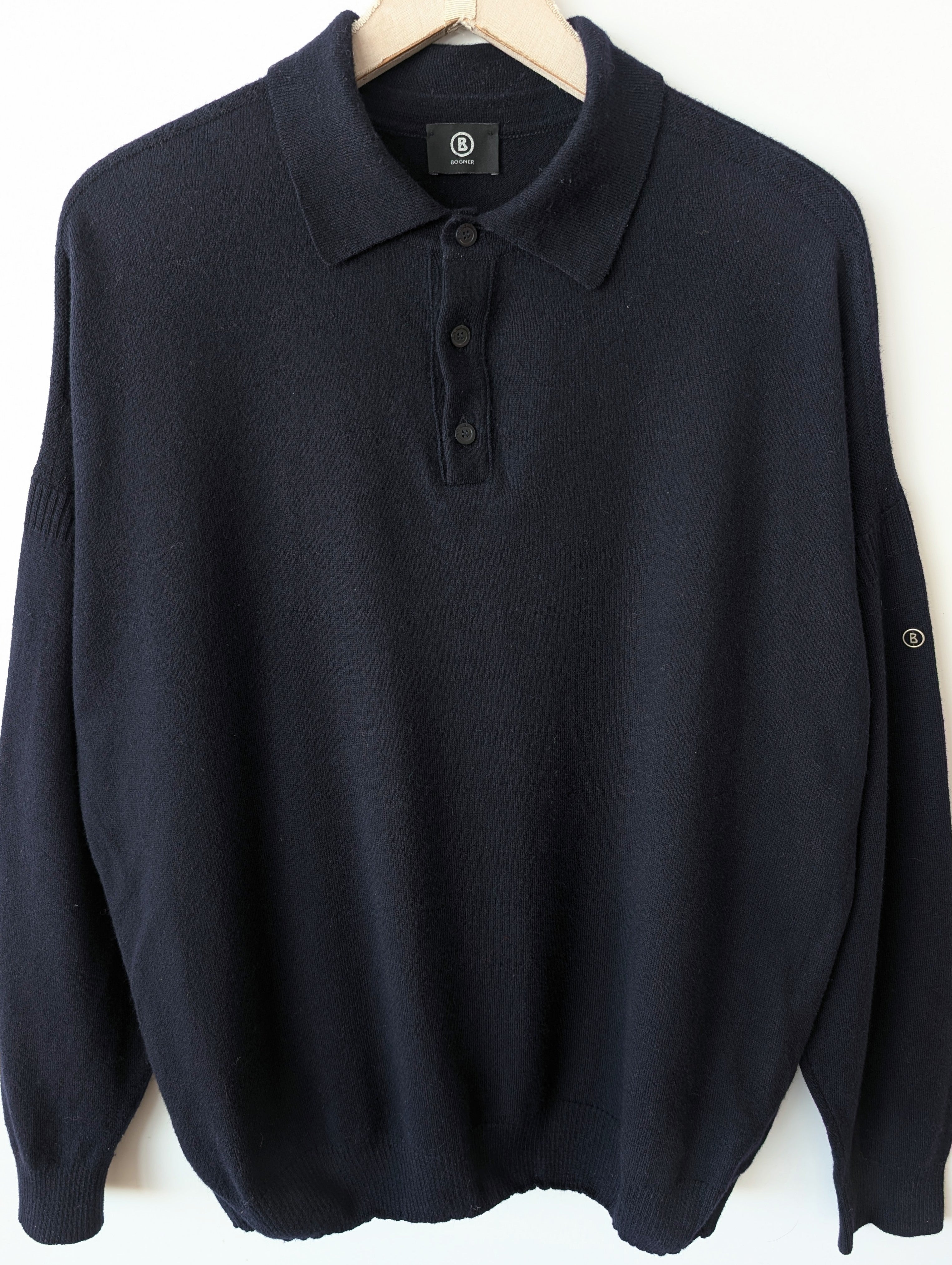 *Bogner* Pullover Troyer Wolle Marineblau (L-XL)