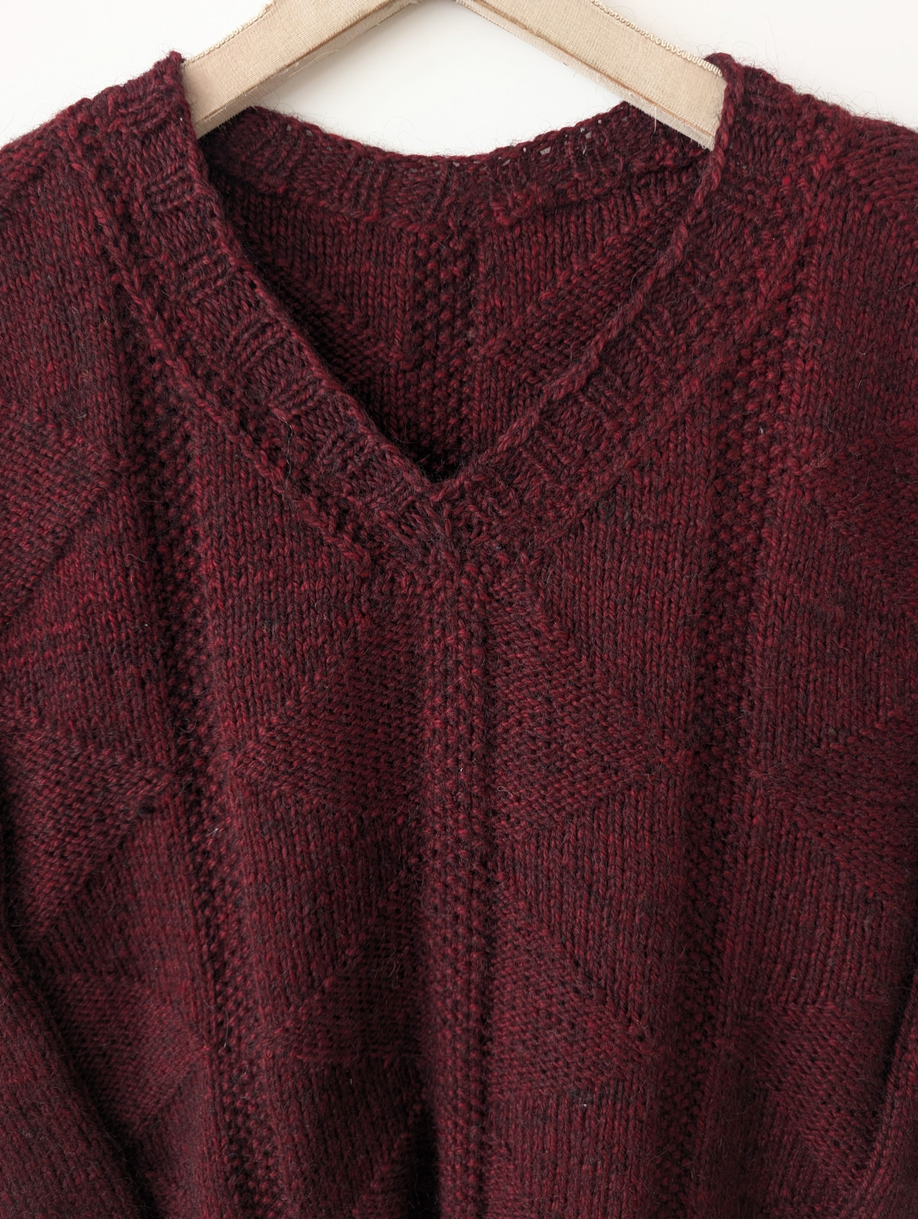 *Handmade* Pullunder Wolle Weinrot Strick (XL-XXL)