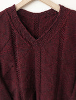 Lade das Bild in den Galerie-Viewer, *Handmade* Pullunder Wolle Weinrot Strick (XL-XXL)
