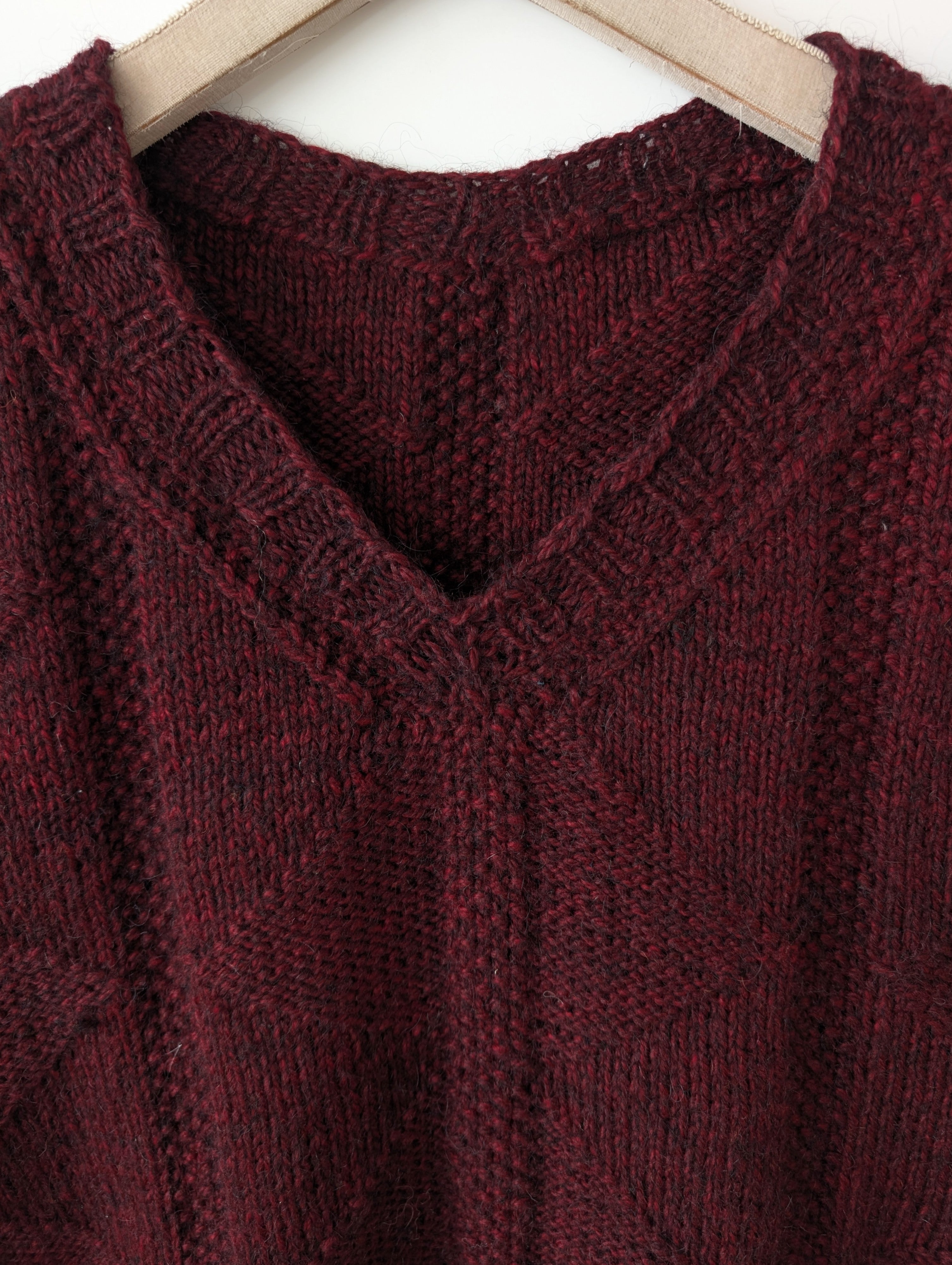 *Handmade* Pullunder Wolle Weinrot Strick (XL-XXL)