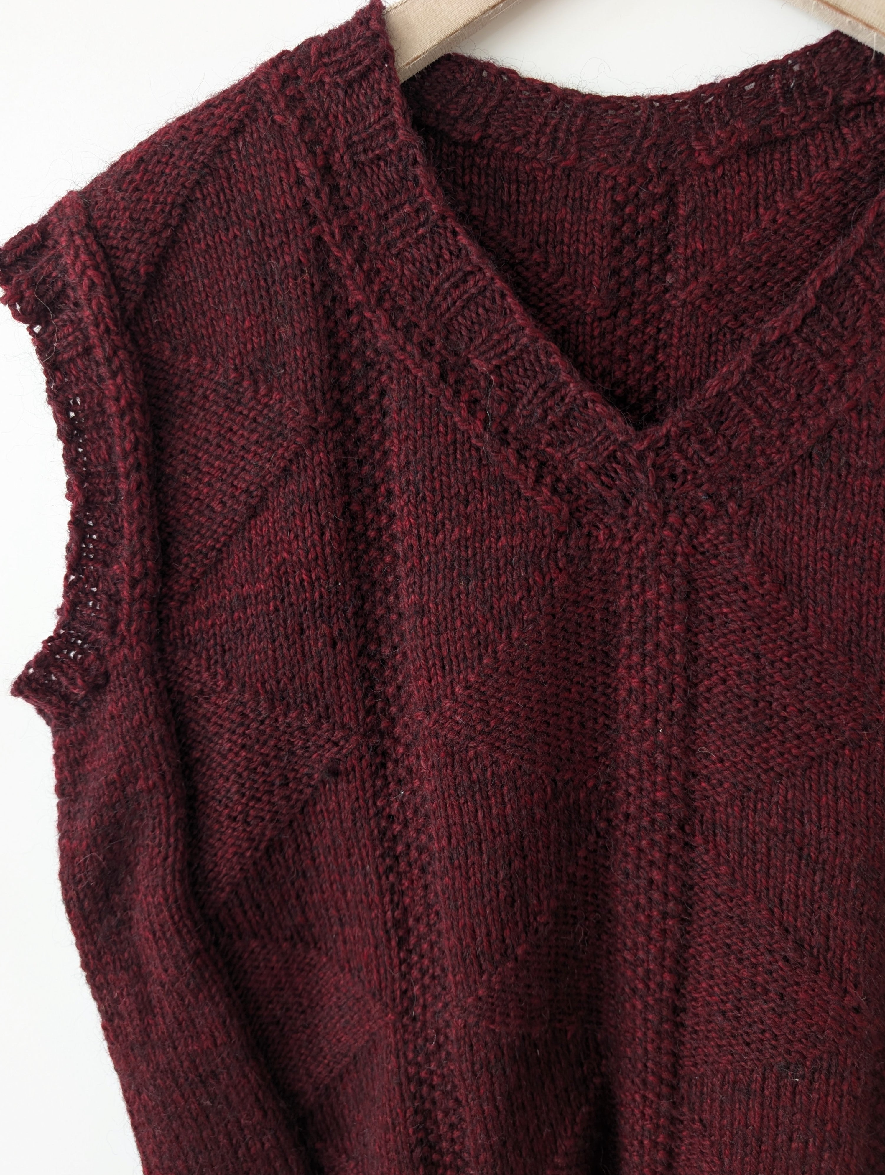 *Handmade* Pullunder Wolle Weinrot Strick (XL-XXL)