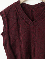 Lade das Bild in den Galerie-Viewer, *Handmade* Pullunder Wolle Weinrot Strick (XL-XXL)
