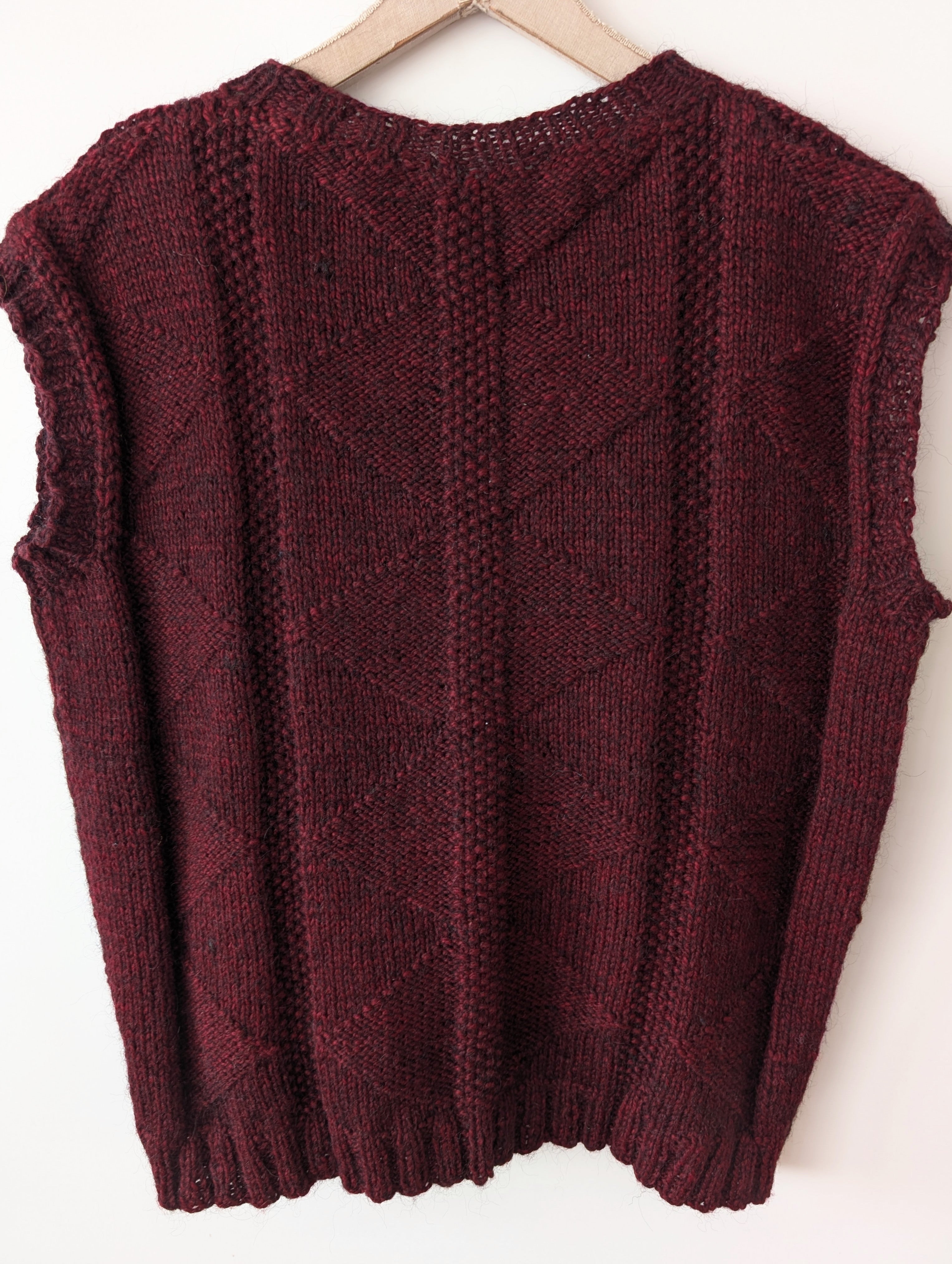 *Handmade* Pullunder Wolle Weinrot Strick (XL-XXL)