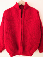 Lade das Bild in den Galerie-Viewer, *Handmade* Cardigan Blouson Bomber Rot (XL)

