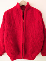 Lade das Bild in den Galerie-Viewer, *Handmade* Cardigan Blouson Bomber Rot (XL)
