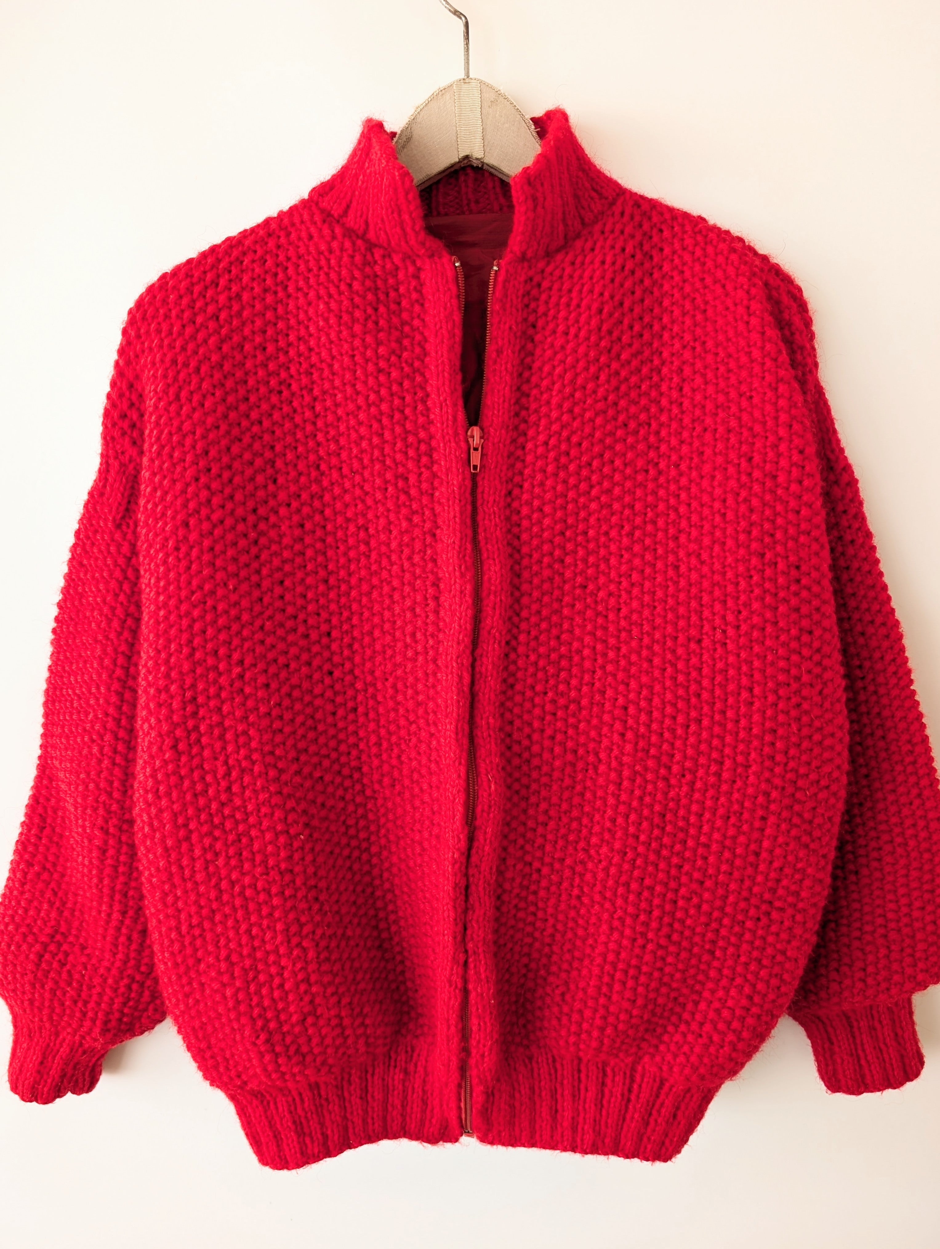 *Handmade* Cardigan Blouson Bomber Rot (XL)