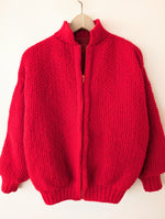 Lade das Bild in den Galerie-Viewer, *Handmade* Cardigan Blouson Bomber Rot (XL)
