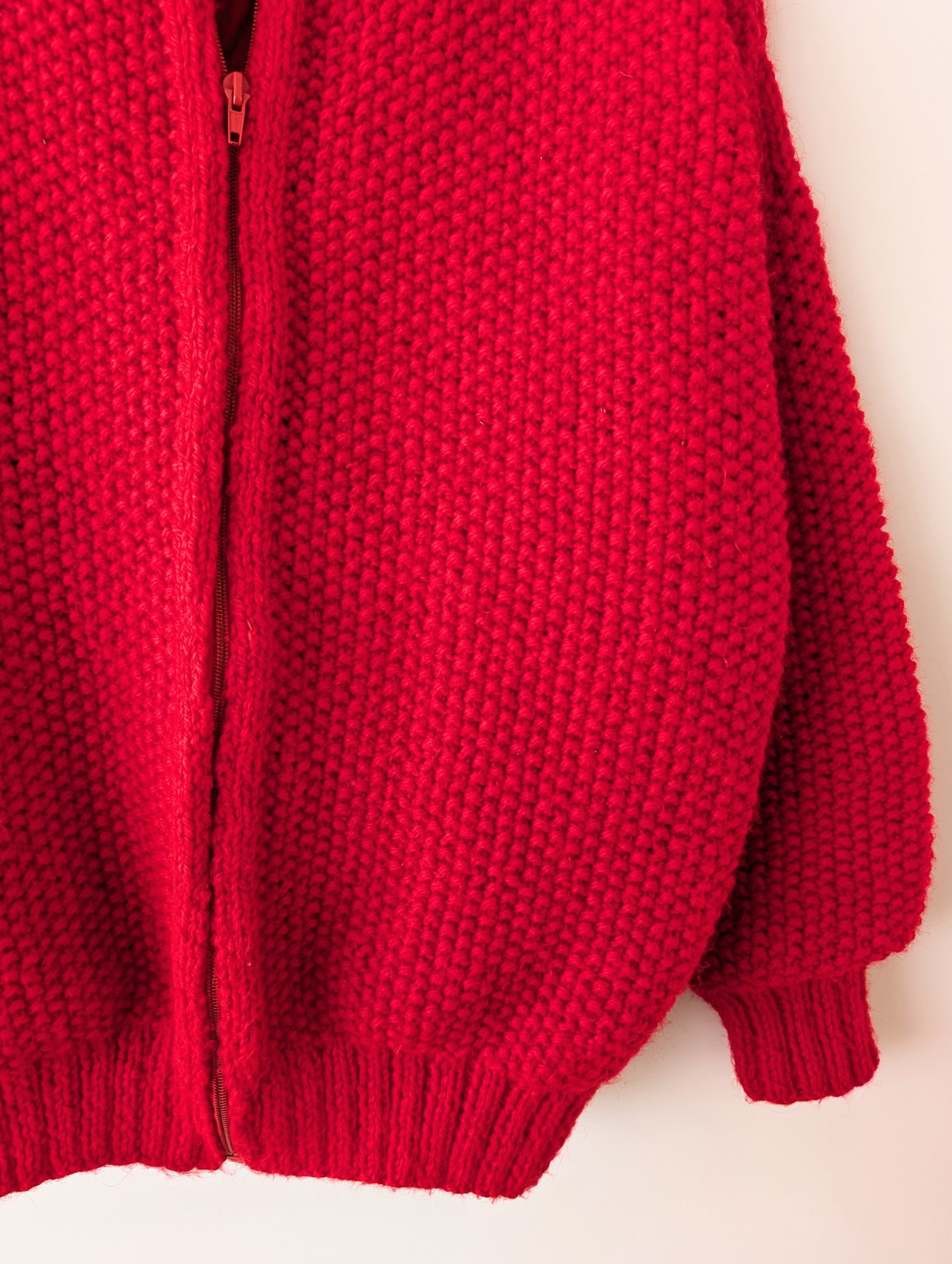 *Handmade* Cardigan Blouson Bomber Rot (XL)