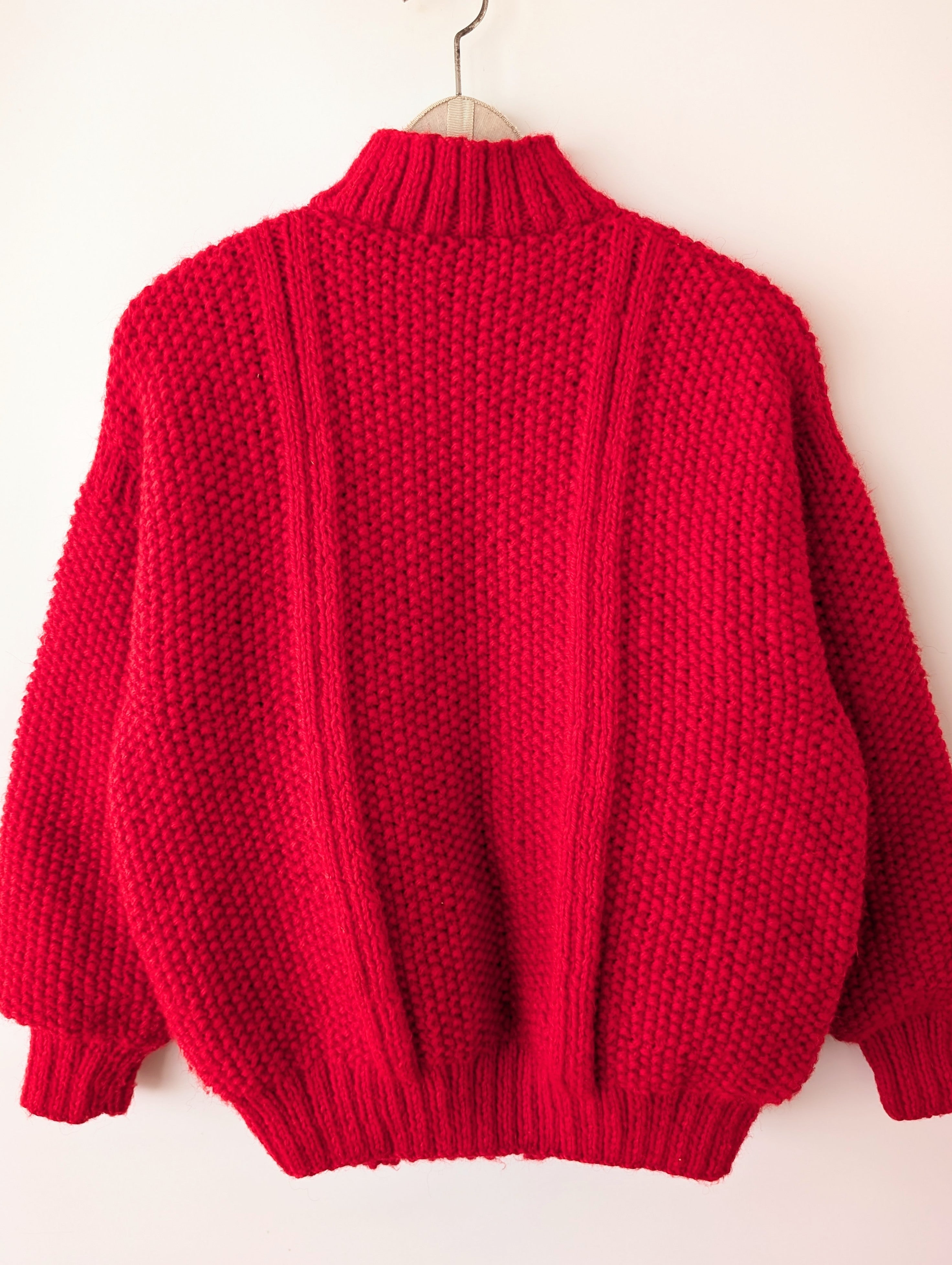 *Handmade* Cardigan Blouson Bomber Rot (XL)