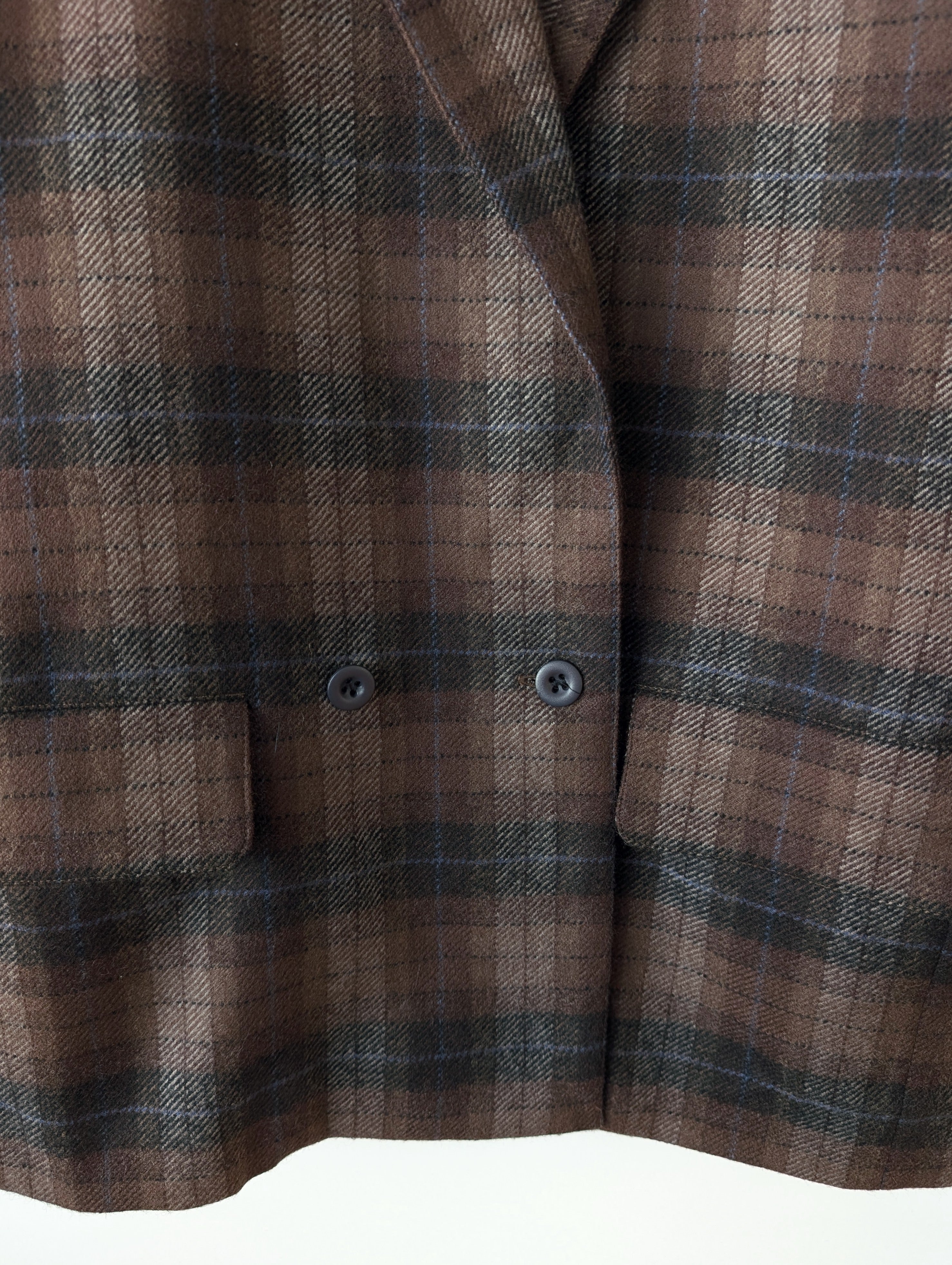 *Wolle* Blazer Zweireiher 80s Tartan Braun (L)