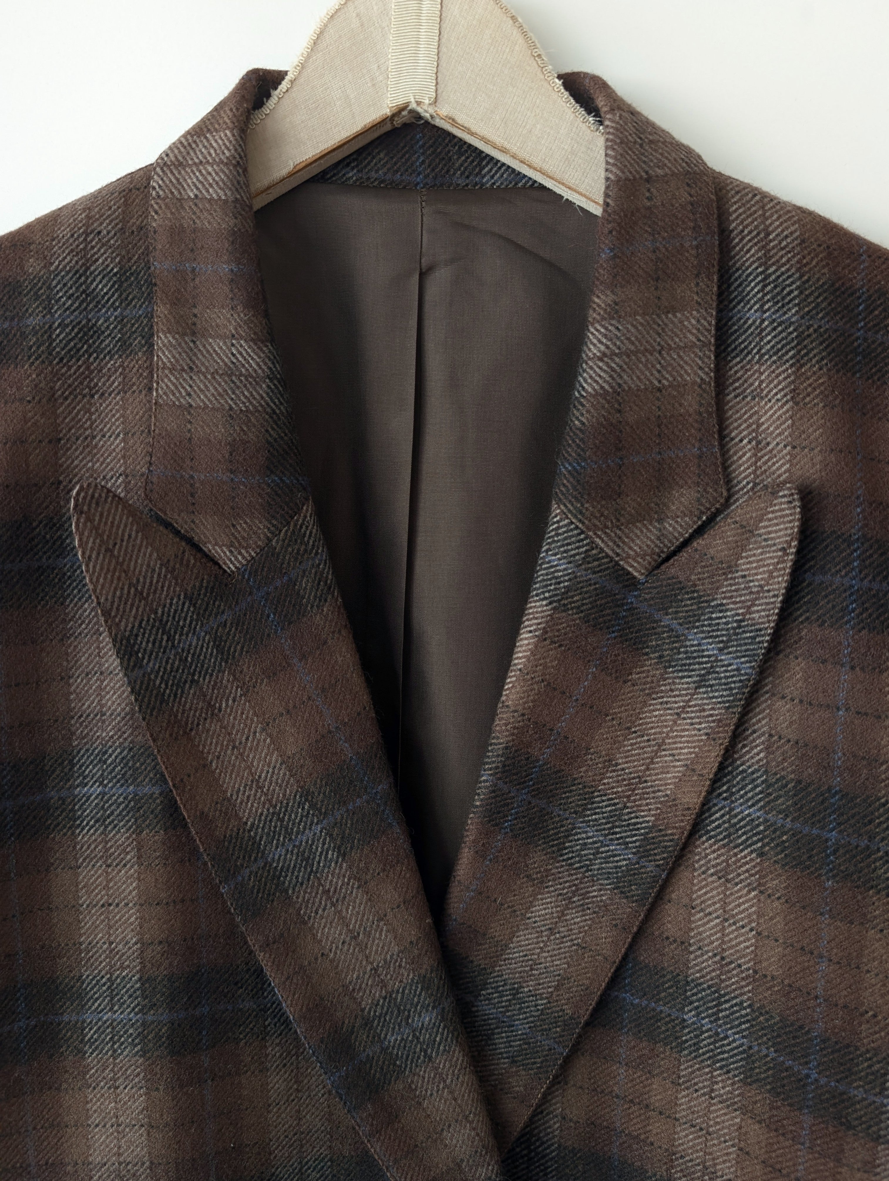 *Wolle* Blazer Zweireiher 80s Tartan Braun (L)