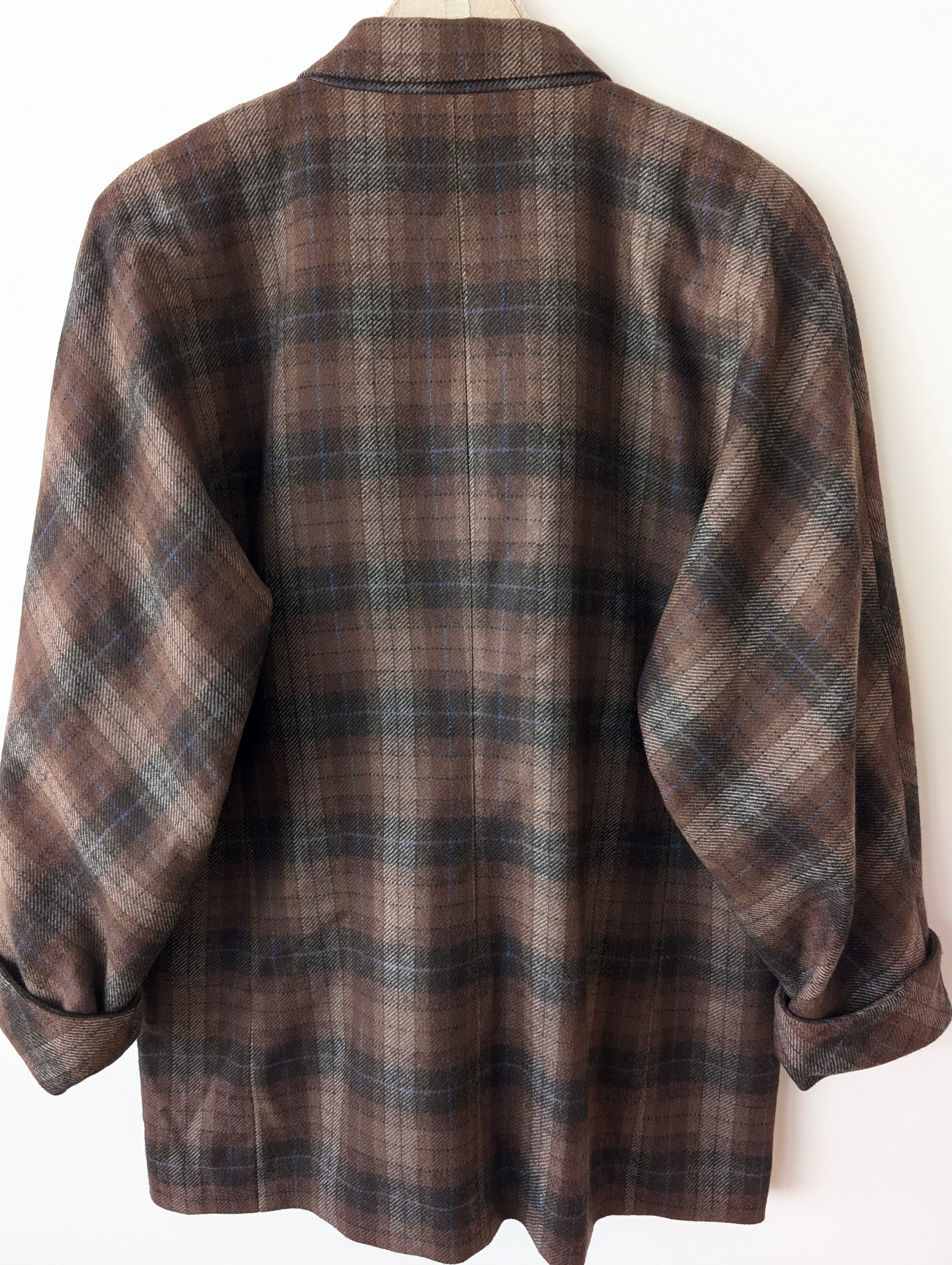 *Wolle* Blazer Zweireiher 80s Tartan Braun (L)