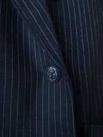 Lade das Bild in den Galerie-Viewer, Blazer Zweireiher Wolle 80s Nadelstreifen Marine (L-XL)
