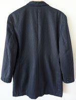 Lade das Bild in den Galerie-Viewer, Blazer Zweireiher Wolle 80s Nadelstreifen Marine (L-XL)

